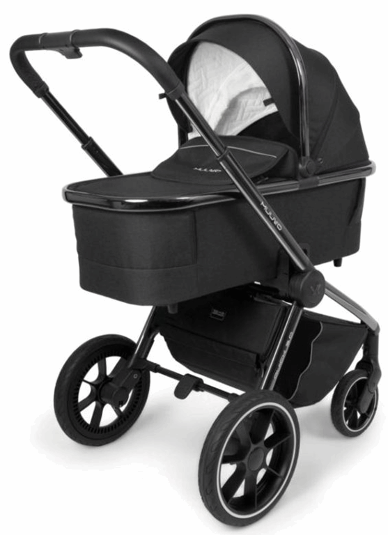 Muuvo, Quick 3.0 Black Chrome - wózek spacerowy z gondolą XL i wyposażeniem-Jet Black