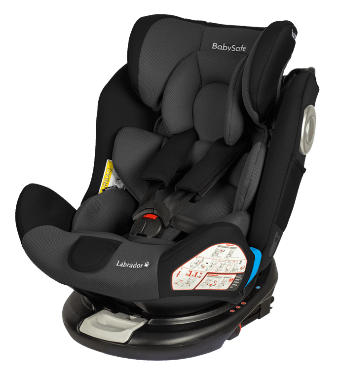 BabySafe Labrador - fotelik samochodowy 0-36 kg/0-12 lat-Szaro-Czarny