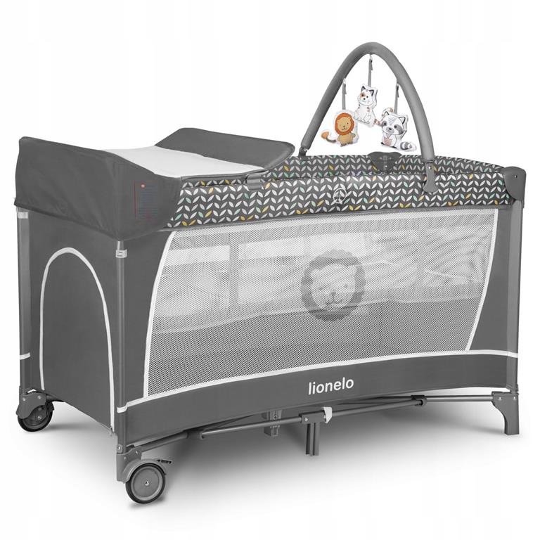 Lionelo, Łóżeczko turystyczne Flower-Grey/Scandi