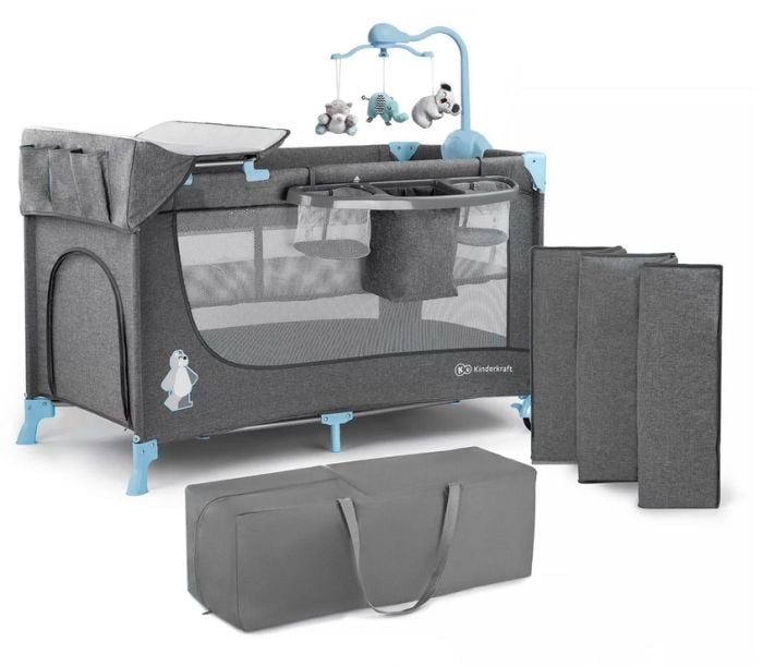 Kinderkraft Joy - łóżeczko turystyczne z akcesoriami-Blue