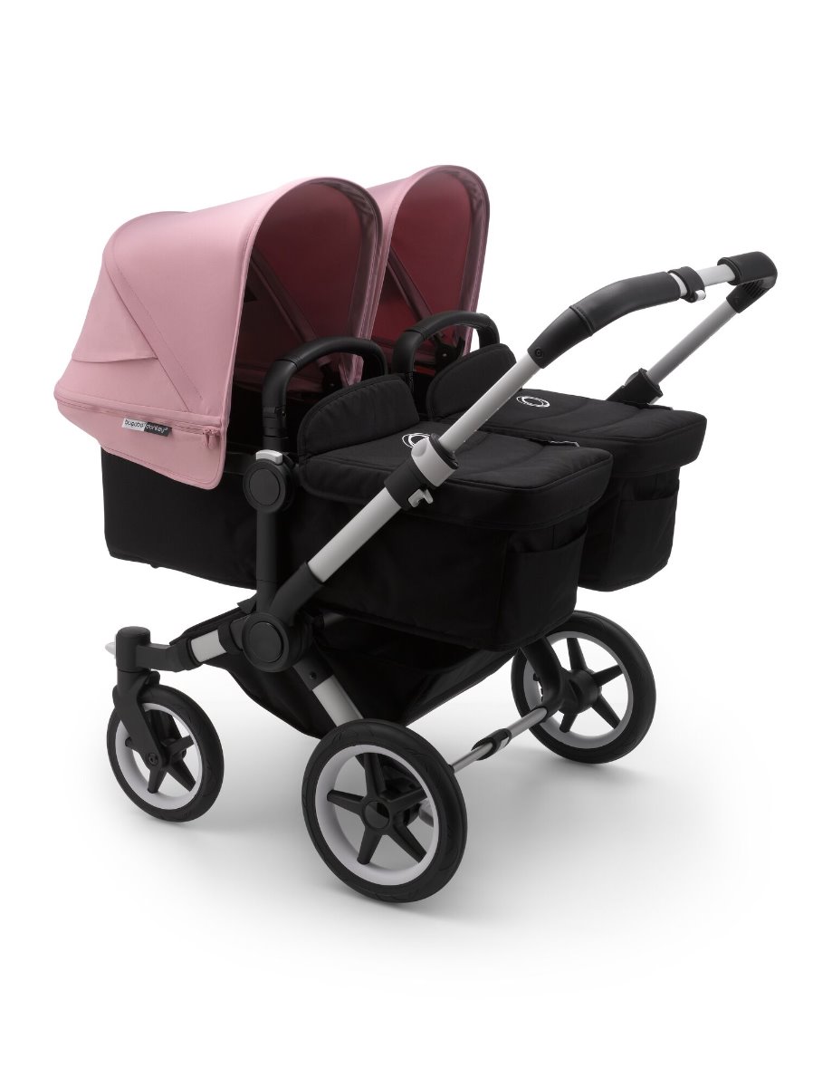 Bugaboo, Donkey3 Twin - wózek głęboko-spacerowy dla bliźniąt-Alu -Black-Soft Pink
