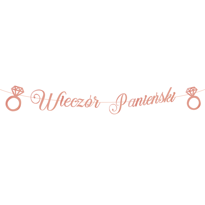 Baner Wieczór Panieński różowe złoto napis 150 cm