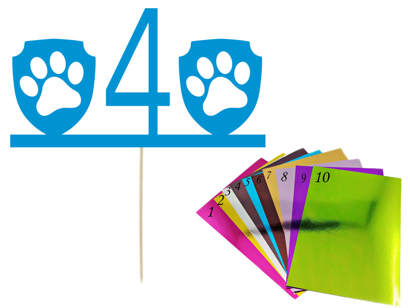 Topper lustrzany na tort Urodziny z cyfrą Patrol