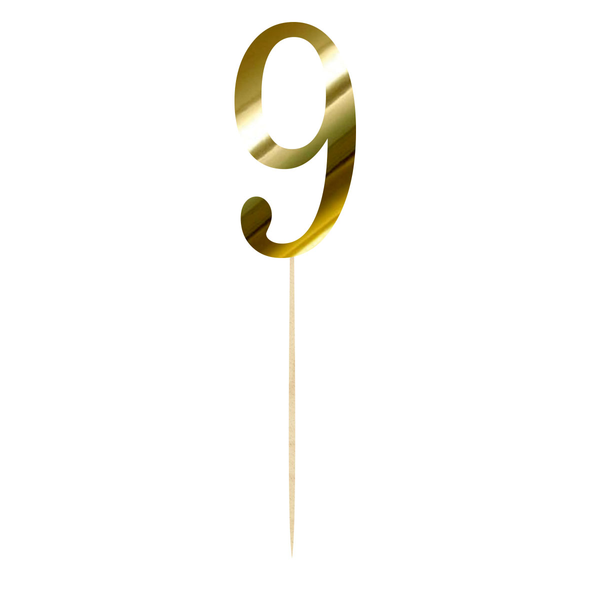 Topper na urodziny cyfra 9 złota dekoracja na tort pik lustrzane złoto