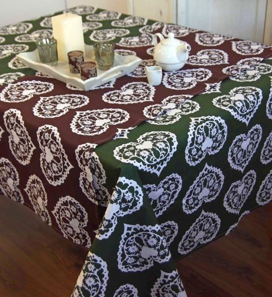 Bieżnik Romance Andropol rozmiar 50x160 wzór brąz biel