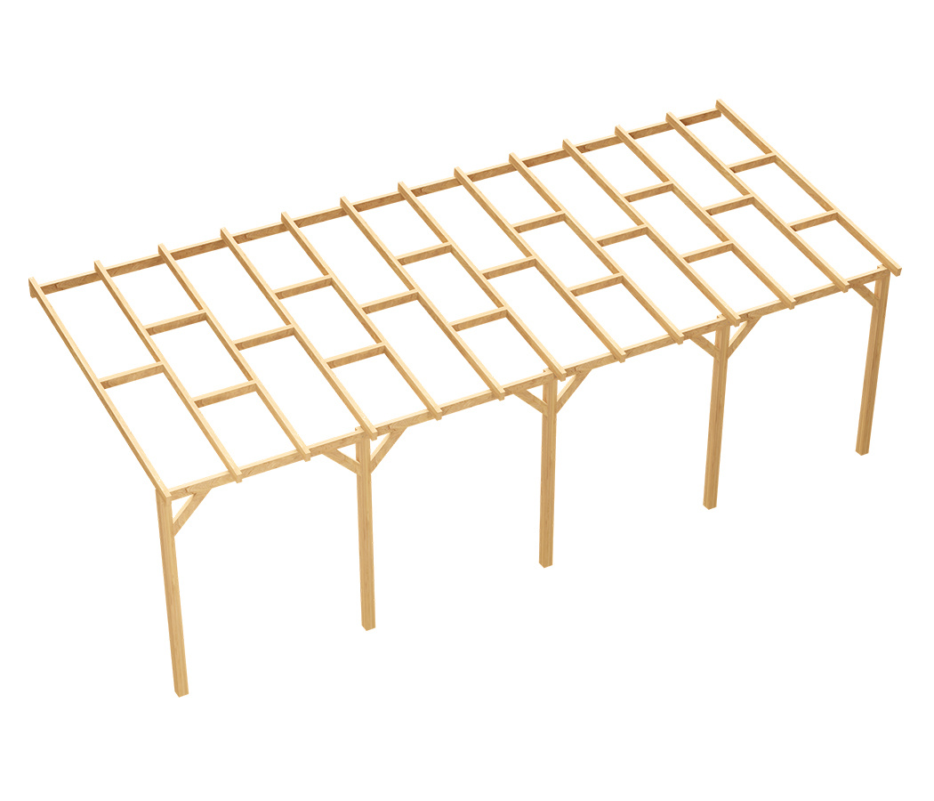 Zadaszenie tarasu pergola ogrodowa przyścienna drewniana 300 x 736 cm