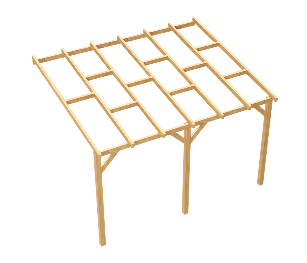 Zadaszenie tarasu pergola ogrodowa przyścienna drewniana 300 x 370 cm