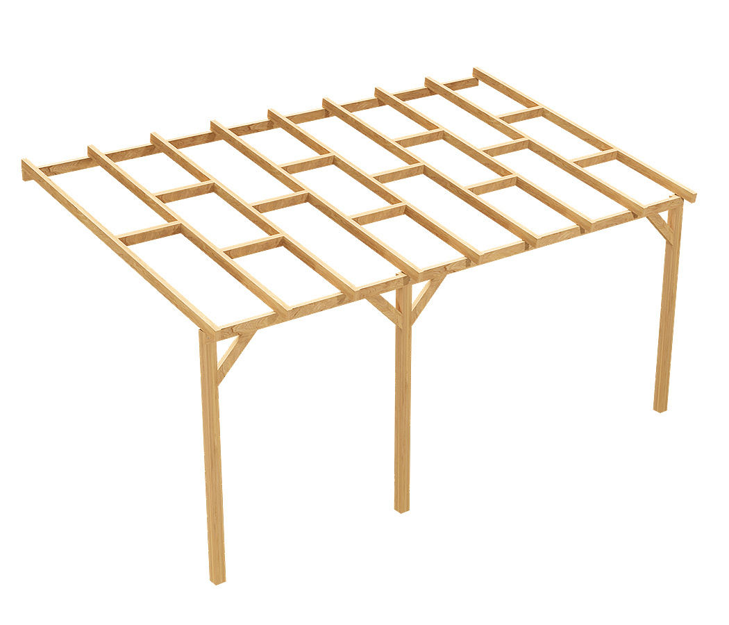 Zadaszenie tarasu pergola ogrodowa przyścienna drewniana 300 x 492 cm