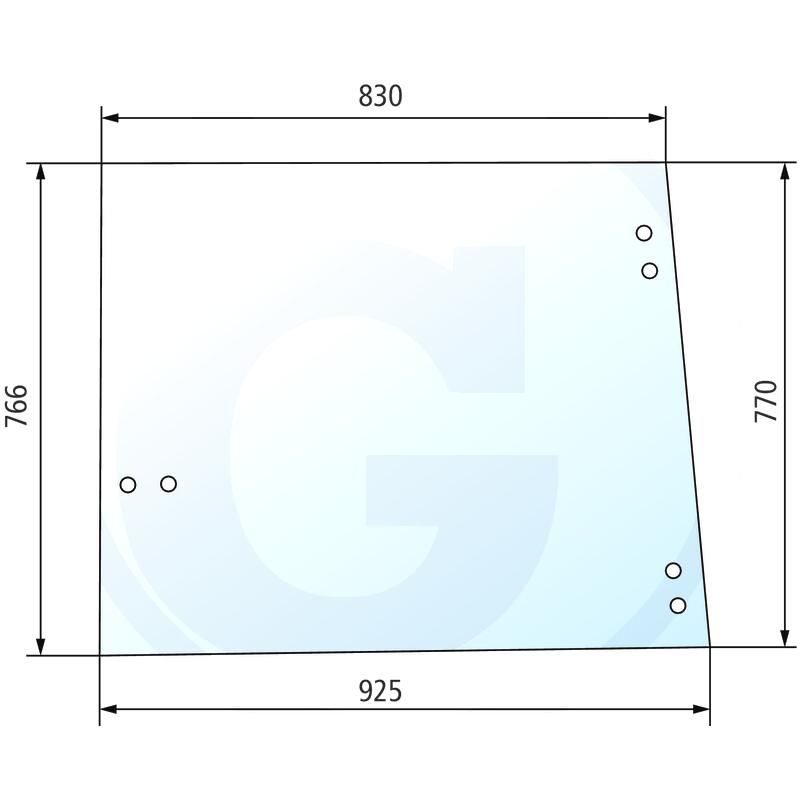 Szyba boczna (2 otwory na zawiasy) John Deere 1640 4450 L57977