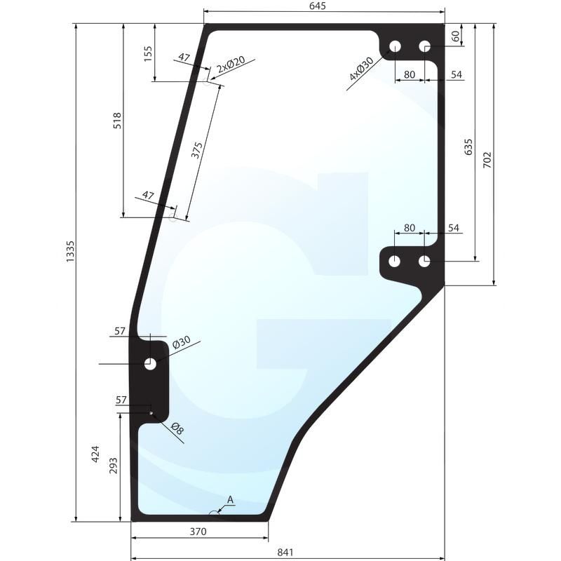 Szyba drzwi lewa, do klejenia Deutz DX AgroPrima AgroXtra 4400340