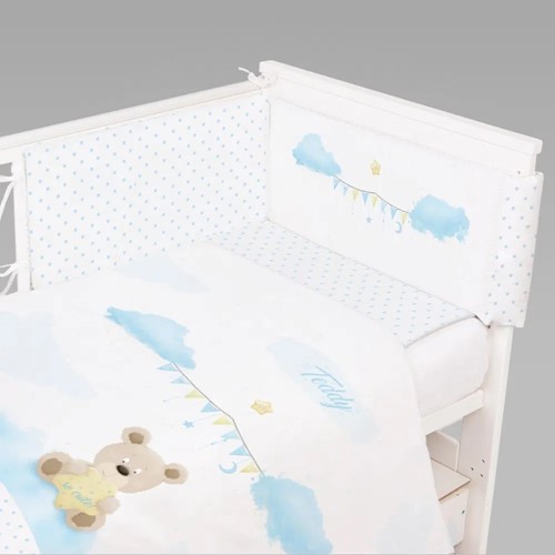 Pościel bawełniana z nadrukiem Teddy Blue 2 el