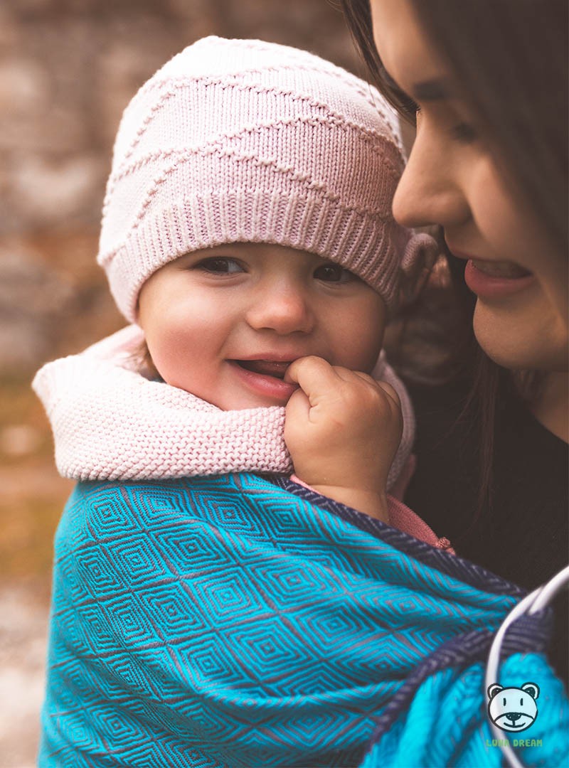 Chusta do noszenia dzieci Talisman Ring (blue) - 100% bawełna, chusta kółkowa, rozmiar: 2,1 m, splot żakardowy