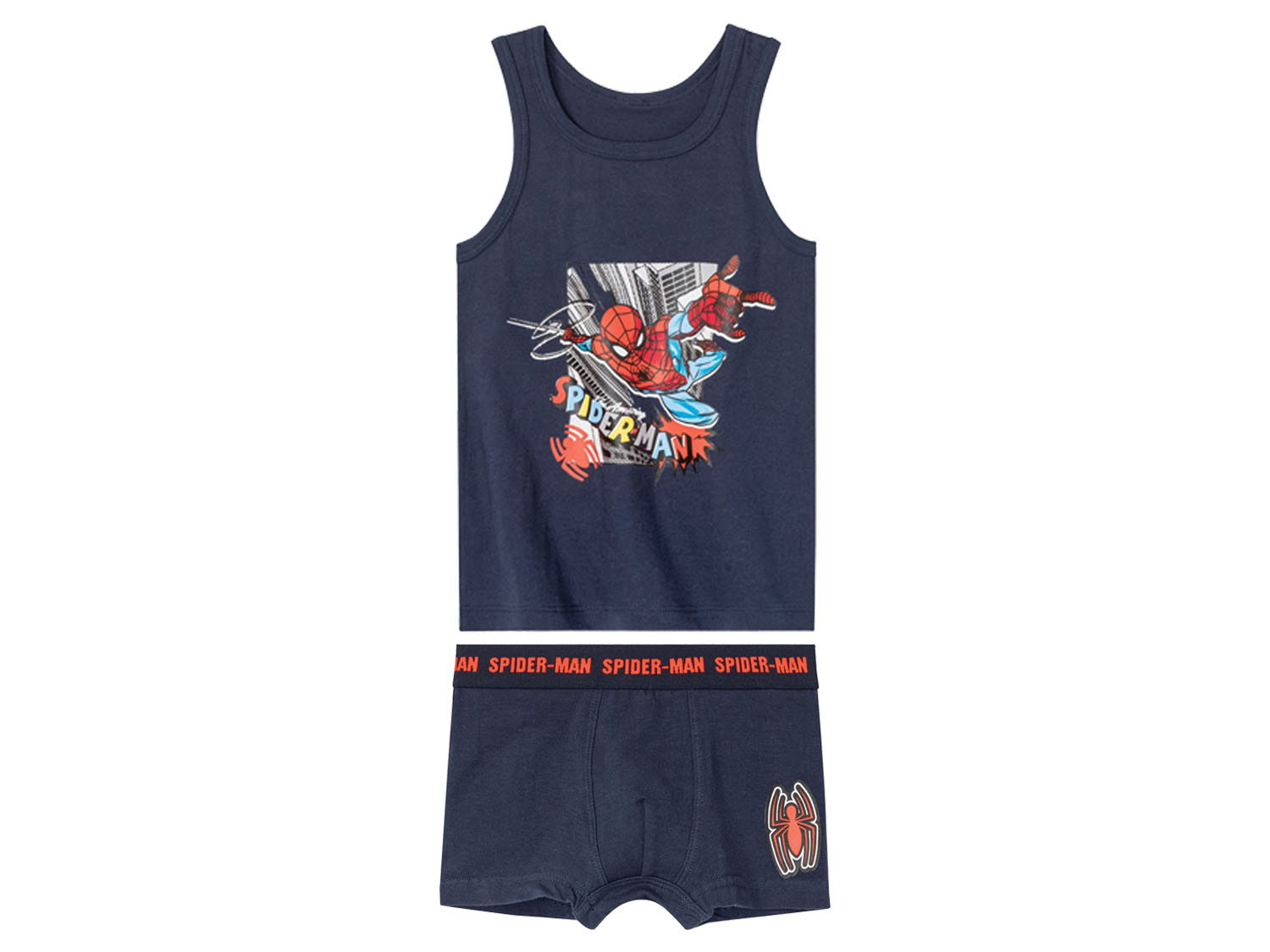 Komplet bielizny dziecięcej dla chłopca koszulka + bokserki, 2 elementy 110/116, Granatowy