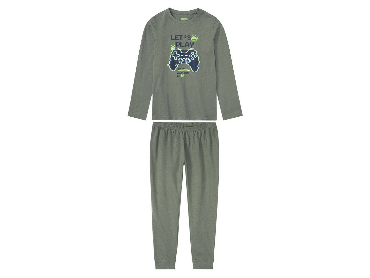 pepperts! Piżama młodzieżowa chłopięca z bawełny, 1 komplet 146/152, Khaki