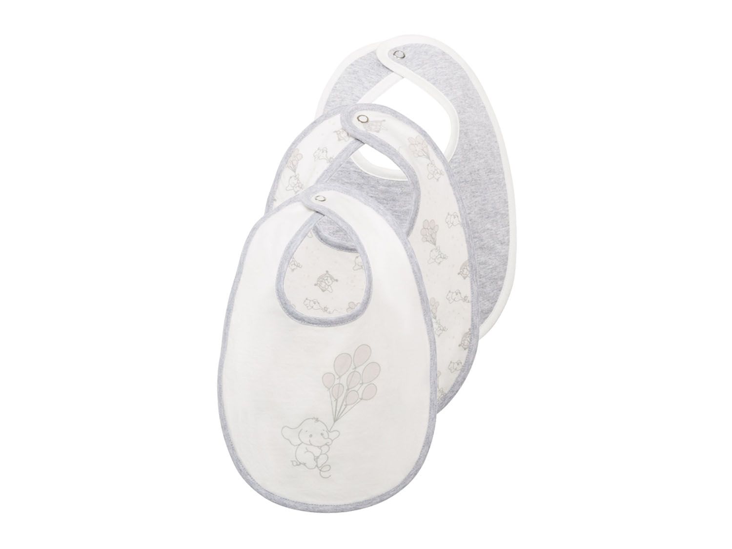 lupilu Śliniaczki niemowlęce z biobawełny, 3 sztuki Wzorzysty/biały/szary