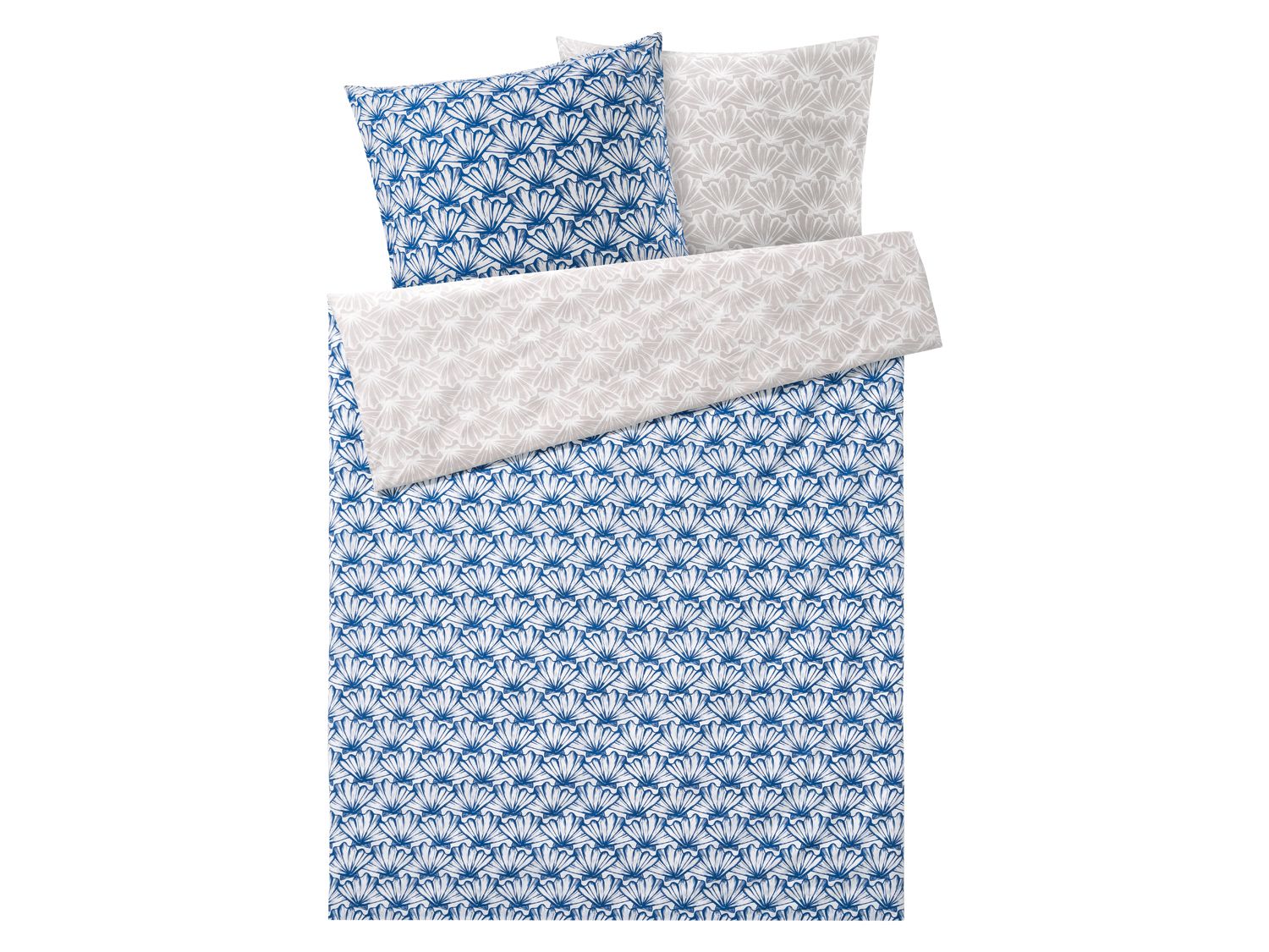 meradiso Pościel dwustronna z bawełny renforcé 220 x 200 cm, 1 sztuka Muszle niebieski/szary