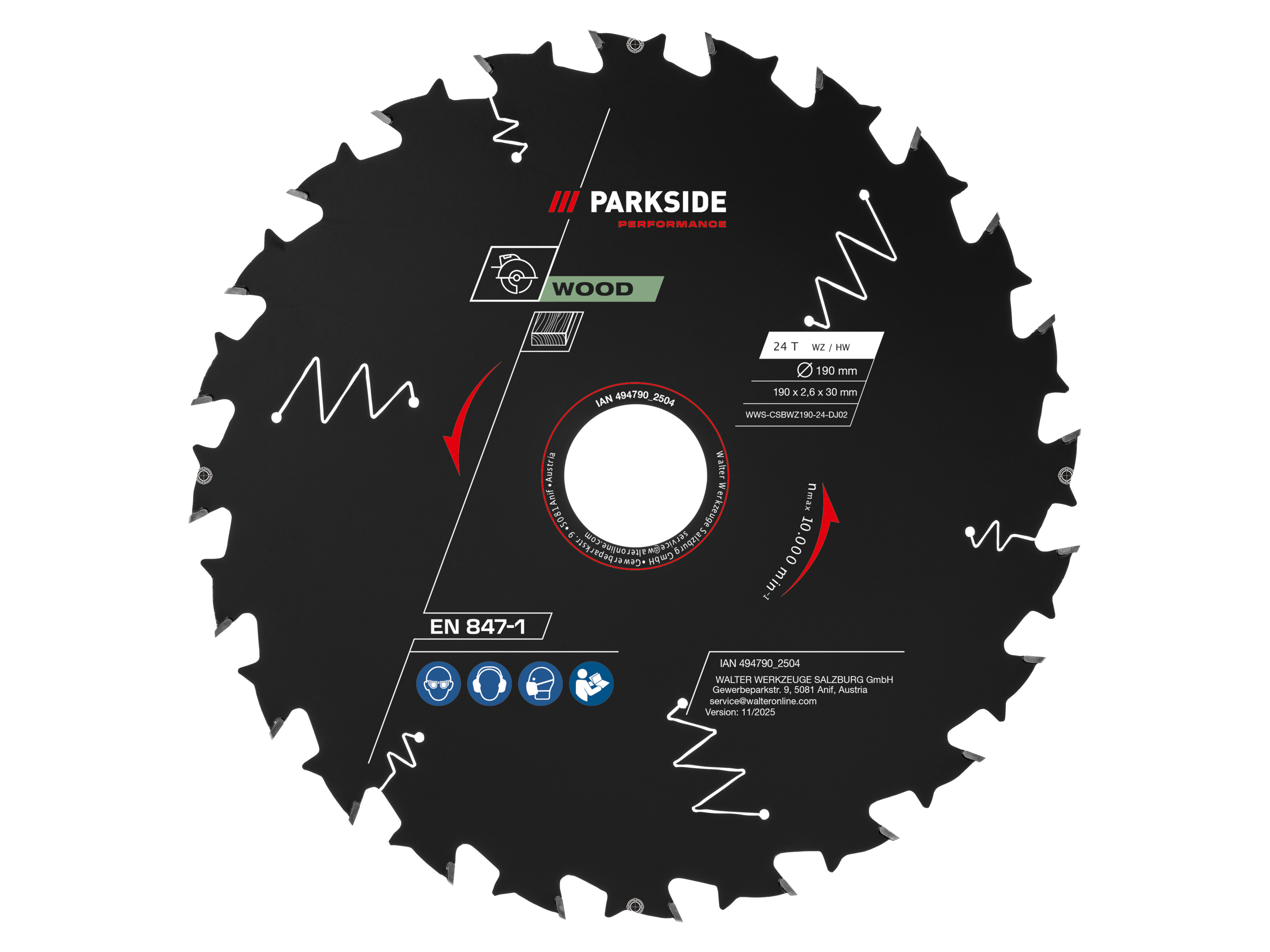 Parkside Performance Brzeszczot 190 mm do drewna lub metalu drewno 24 zęby