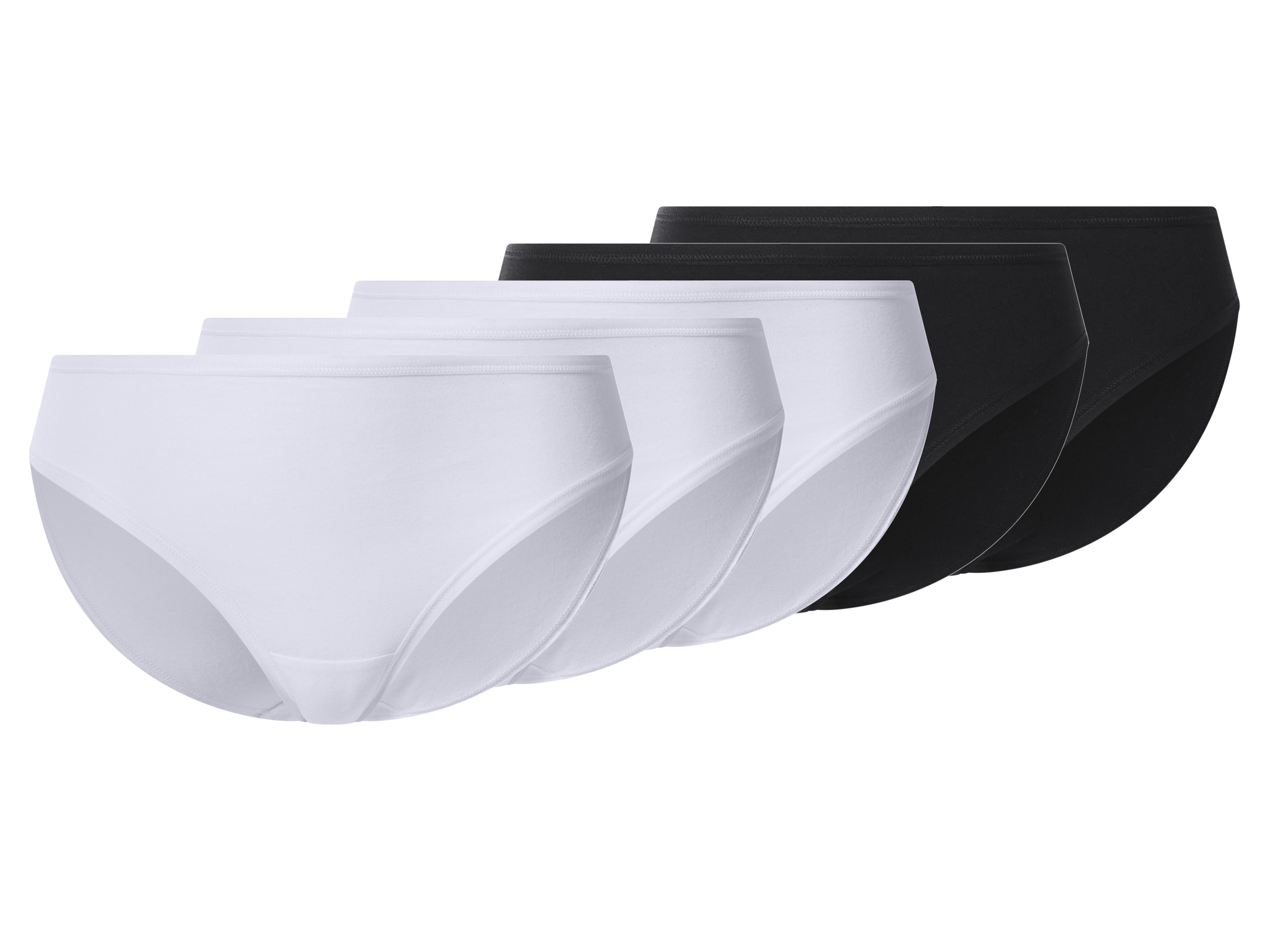 esmara Majtki figi damskie z bawełną, 5 par Czarny / biały, M40/42