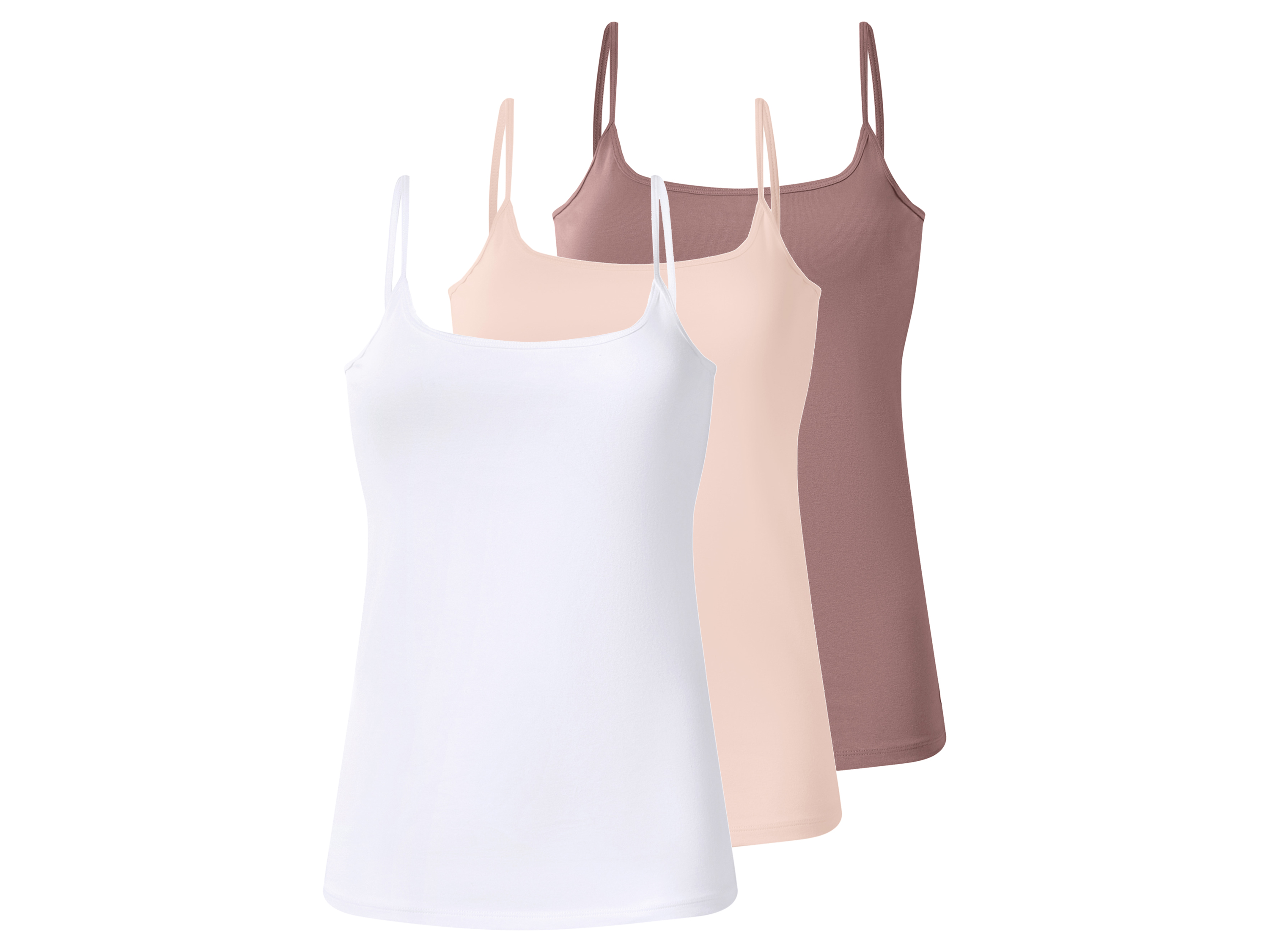 esmara Koszulki na ramiączkach damskie z bawełną, 3 sztuki Różowy/szary, M40/42