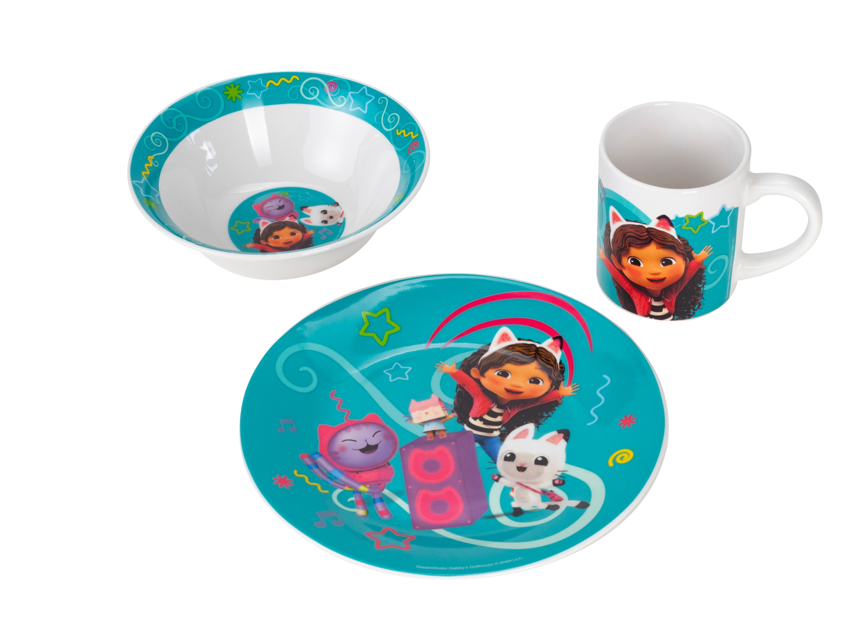 Zestaw śniadaniowy z porcelany, 3 elementy Domek dla lalek Gabby