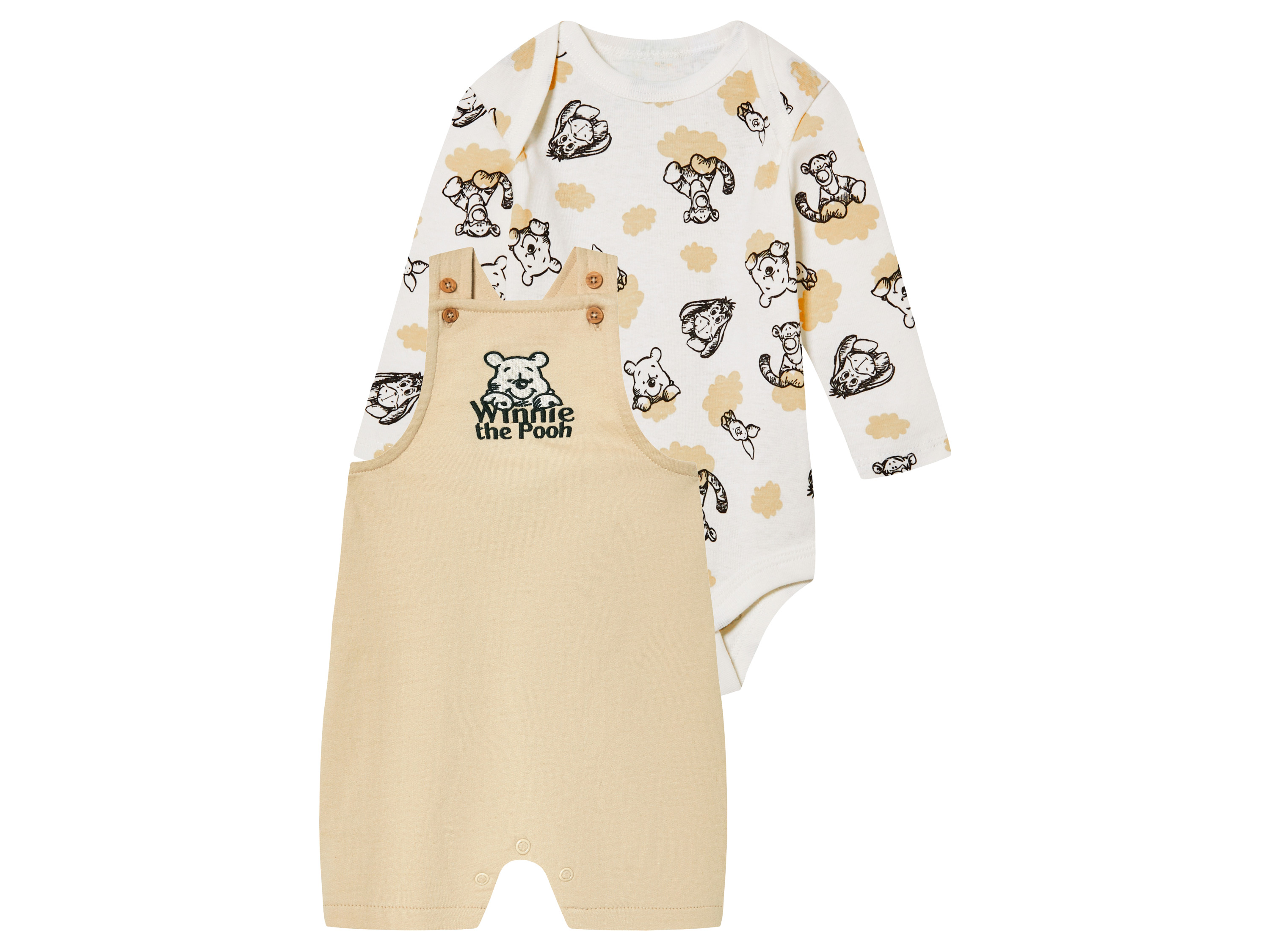 Zestaw dla niemowląt z bawełną organiczną, 2 elementy Kubuś Puchatek beżowy, 86/92