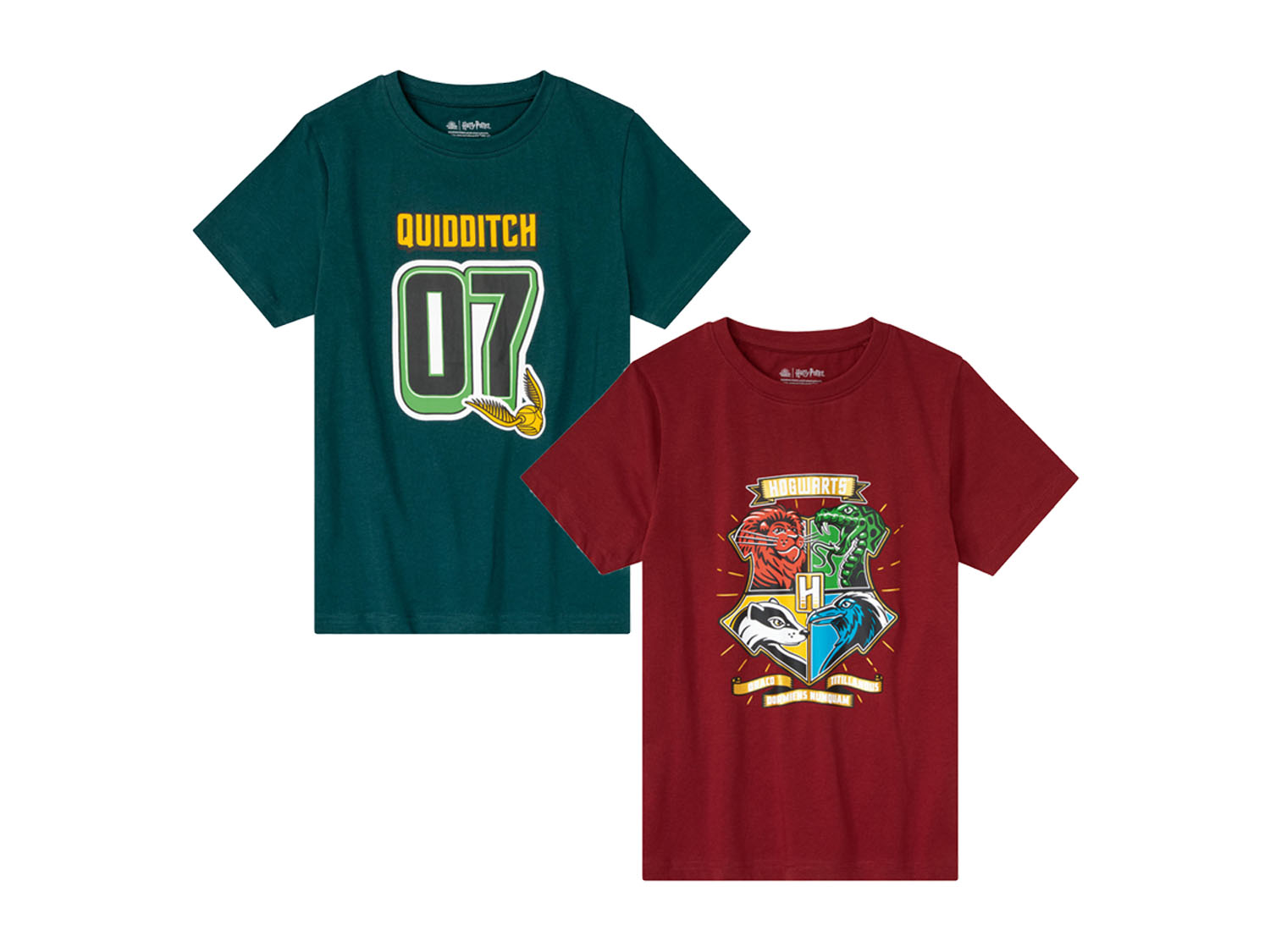T-shirty chłopięce z bawełną, z kolekcji Harry Potter, 2 sztuki 146/152, Zielony/ czerwony