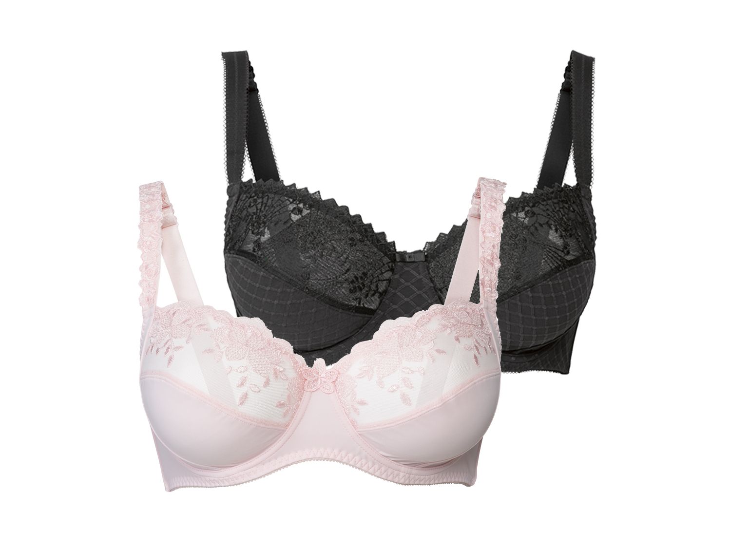 Esmara Lingerie Biustonosz z fiszbinami, 2 sztuki Czarny/ różowy, 85C