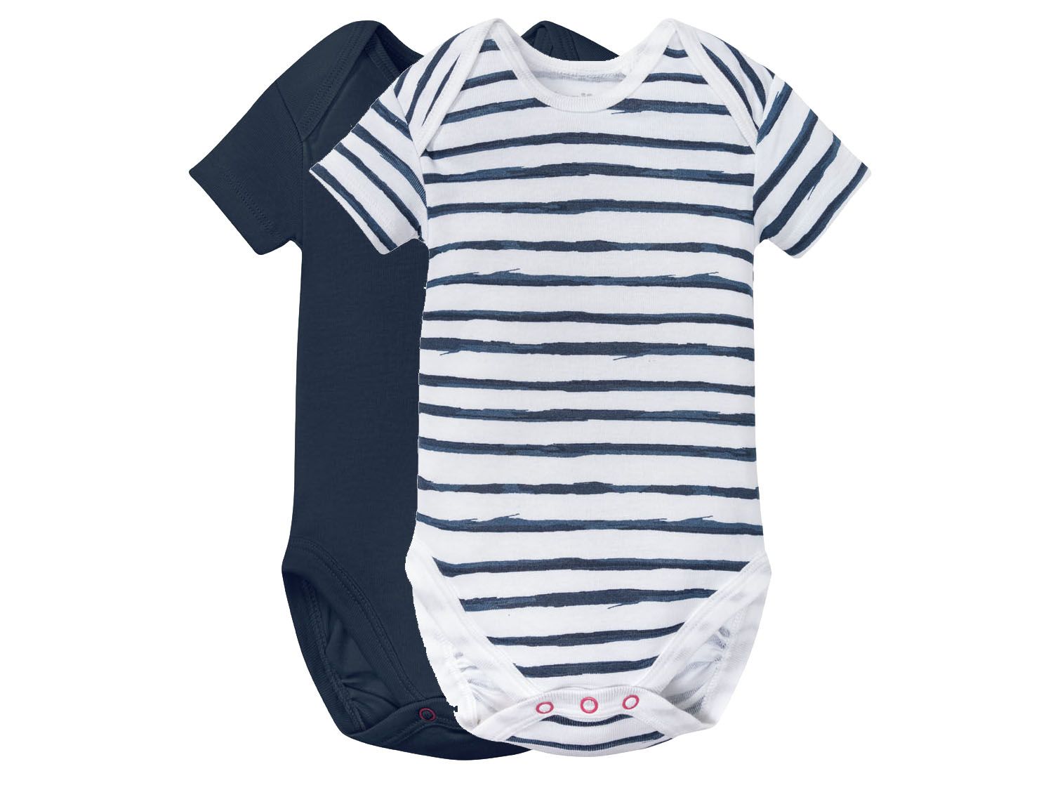 lupilu Body niemowlęce z bawełny, 2 sztuki W paski/biały/granatowy, 86/92