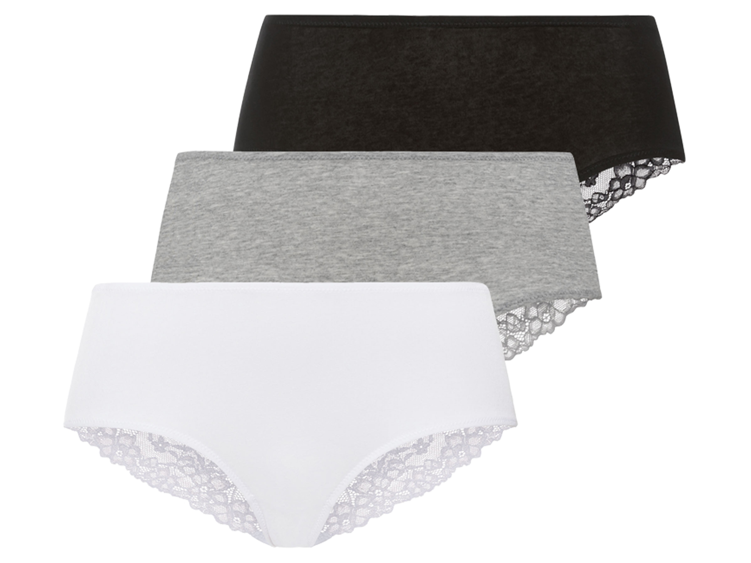 esmara Majtki damskie z biobawełną, 3 pary S 36/38, Czarny/ szary/ biały