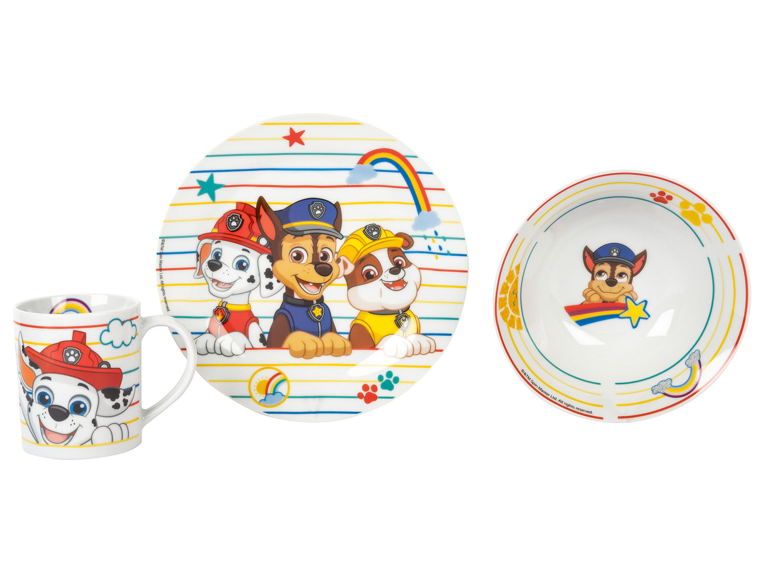 Zestaw śniadaniowy z bohaterami bajek, 3 elementy Wzór Psi Patrol niebieski