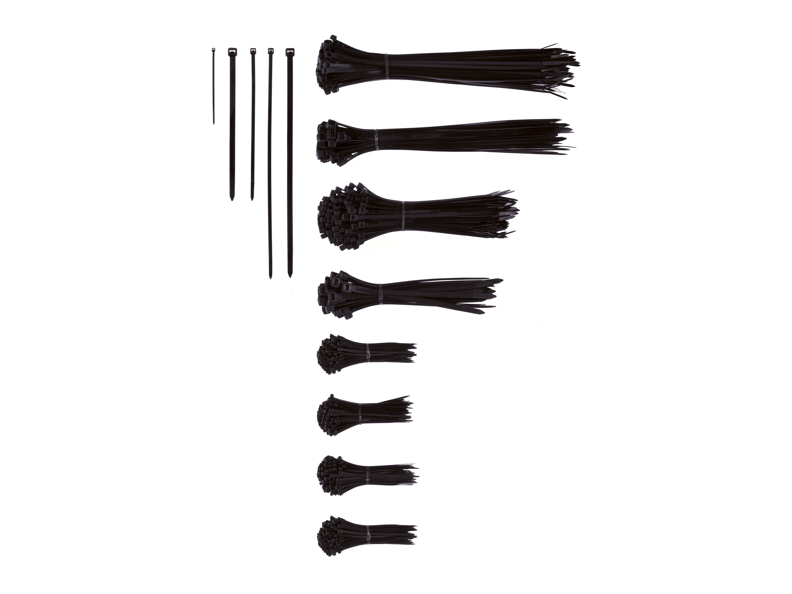 Parkside Zestaw opasek do kabli, 1000 elementów Czarny