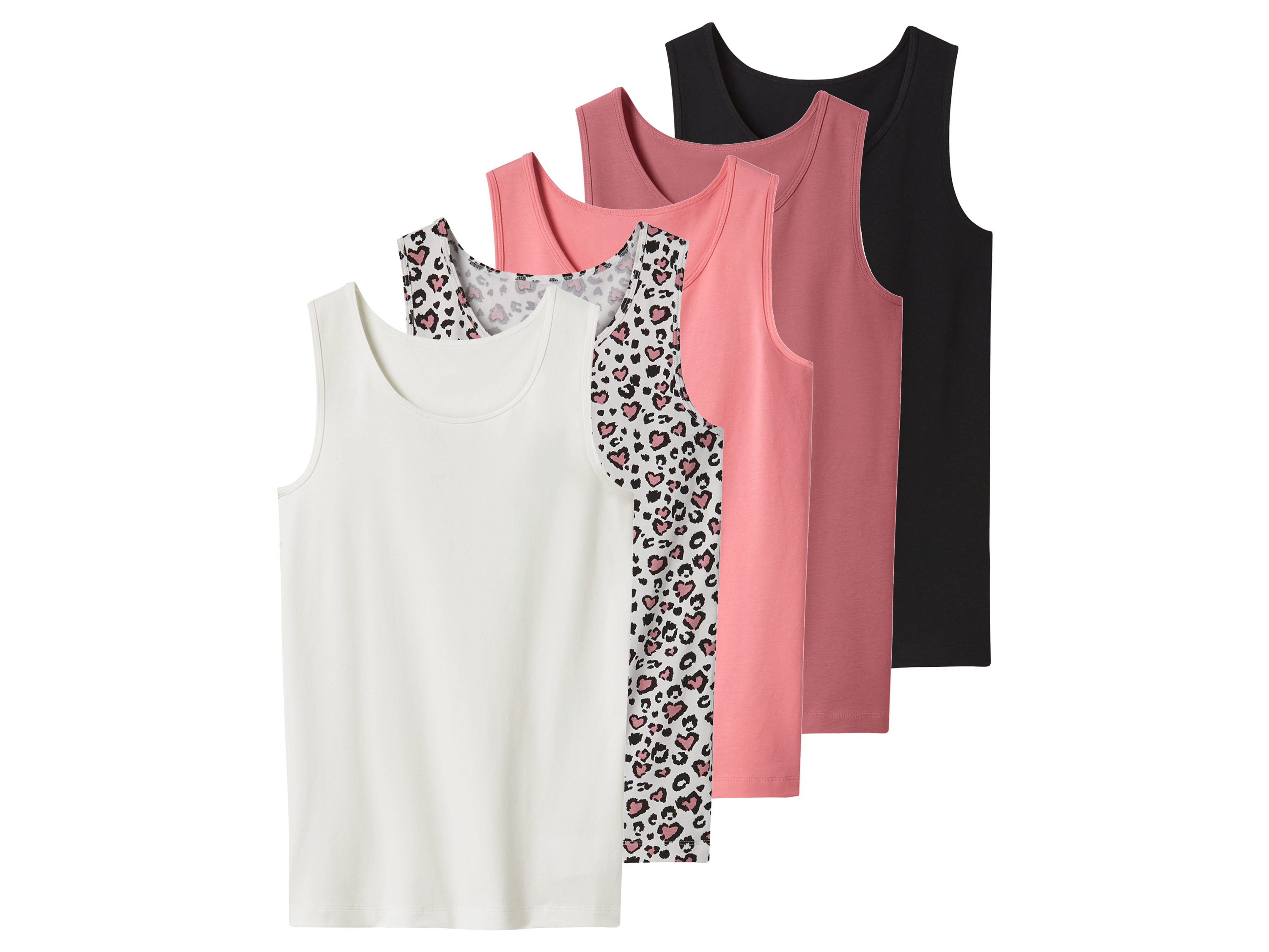 esmara Podkoszulki dziecięce z bawełbą, 5 sztuk czarny/biały/różowy, 134/140