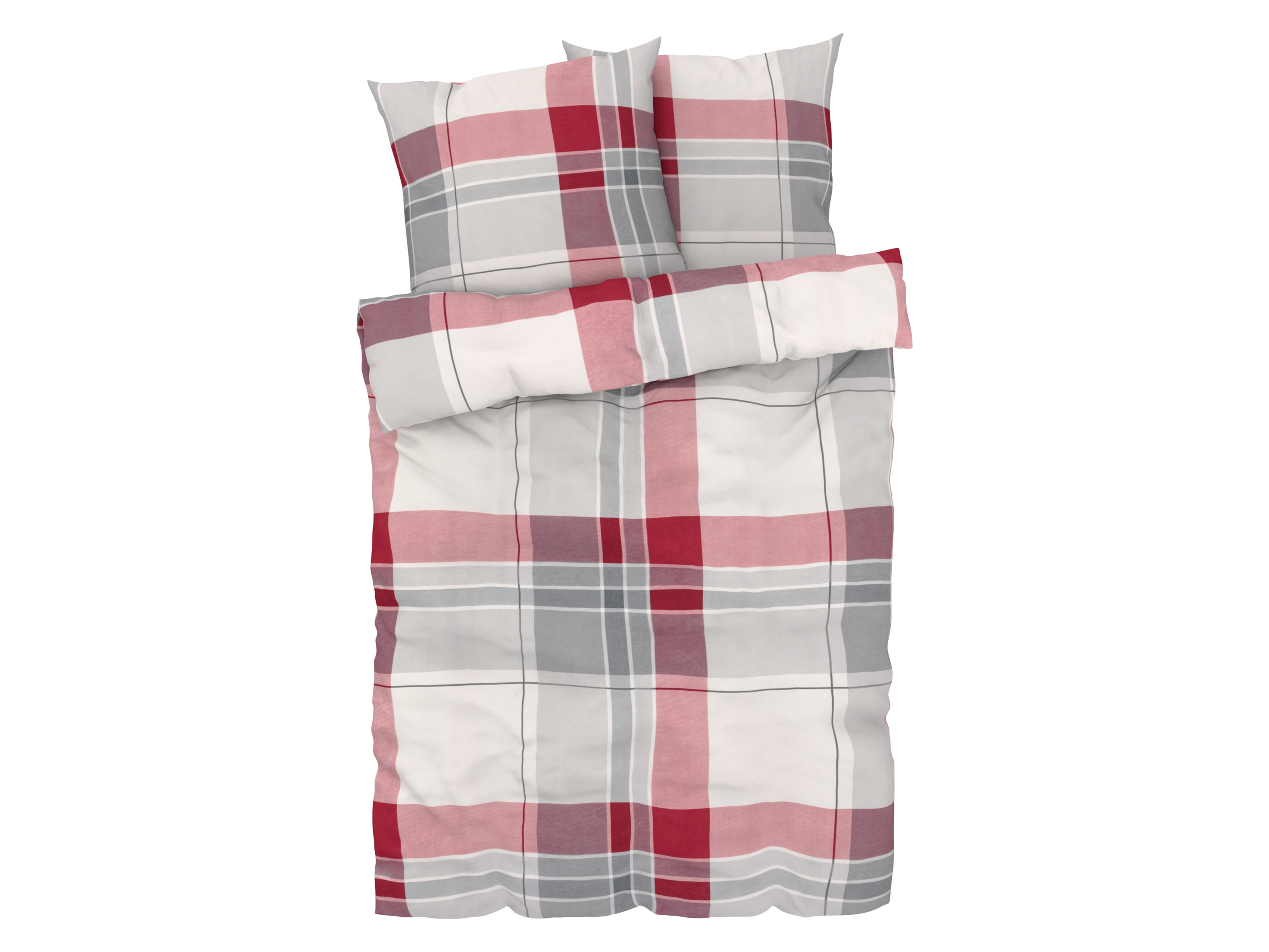 Livarno home Pościel flanelowa, 160 x 200 cm Kratka/ biały/ czerwony
