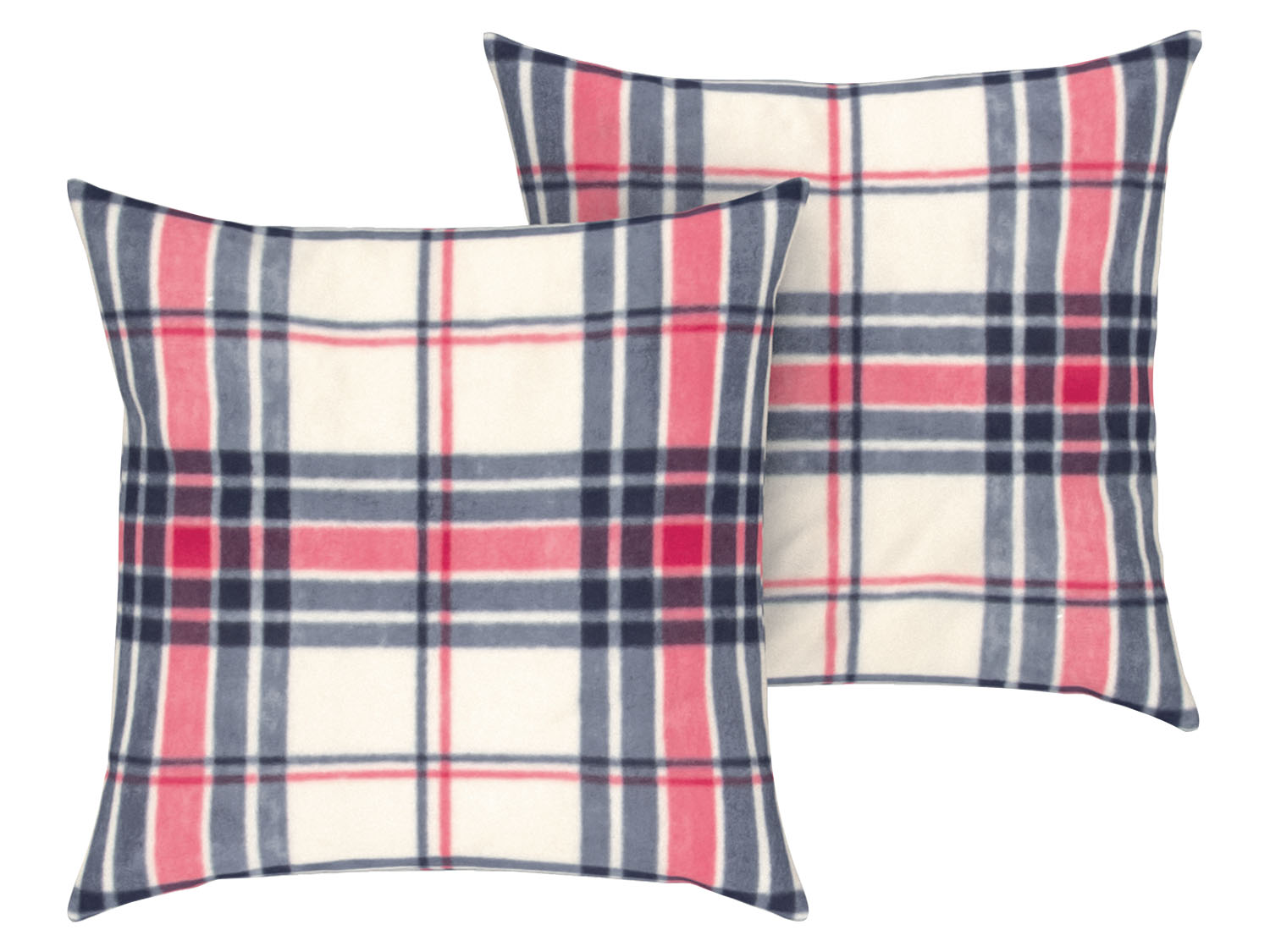 Livarno home Komplet 2 poszewek na poduszki z polaru, 40 x 40 cm Karo/ czerwony/ niebieski
