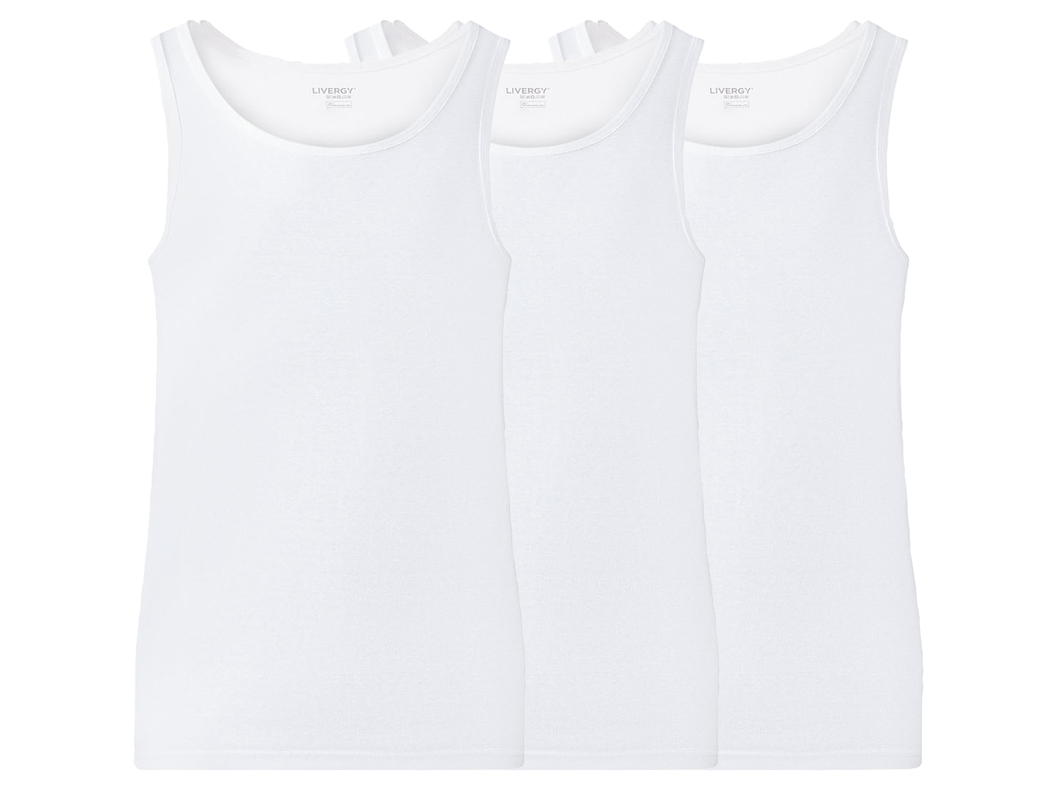 Livergy Podkoszulki męskie z bawełny, 3 sztuki Biały, 5/M