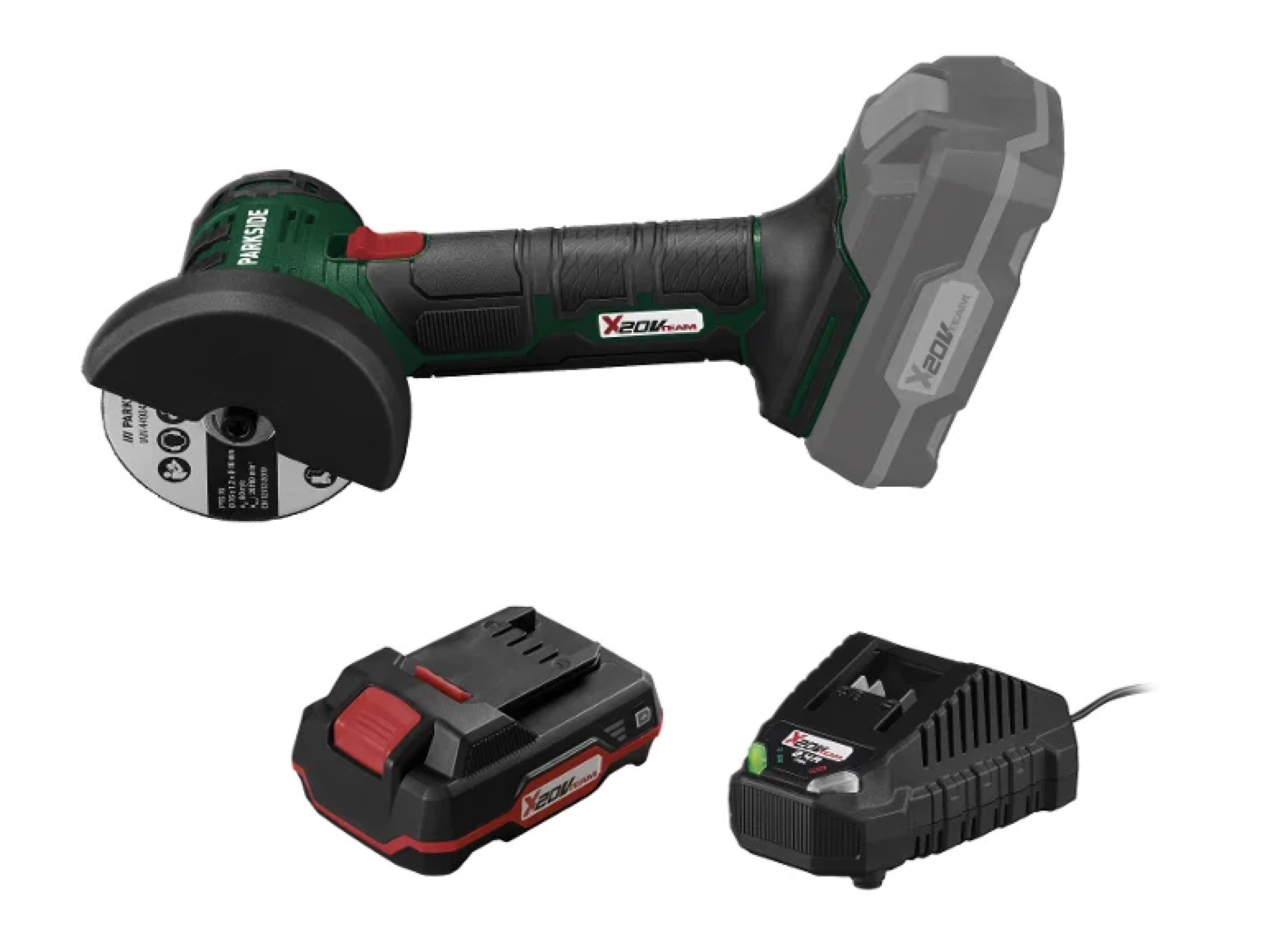 Parkside Zestaw Akumulatorowa szlifierka kątowa 20 V z akumulatorem 2 Ah i ładowarką 2,4 A