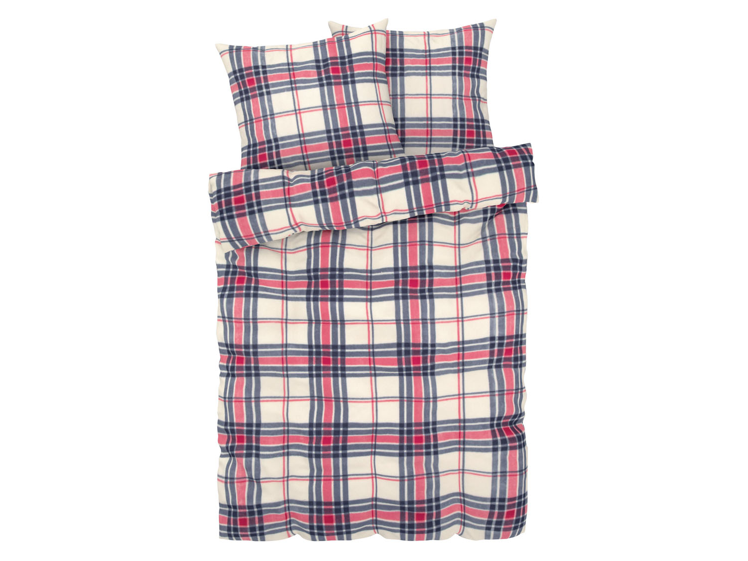 Livarno home Pościel z polaru, 160 x 200 cm Kratka/ czerwony/ kremowy