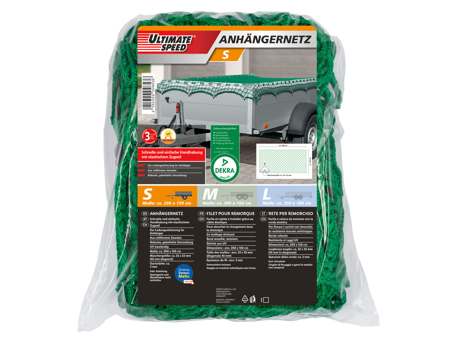 Ultimate Speed Siatka na przyczepkę, z materiału odpornego na rozerwanie S