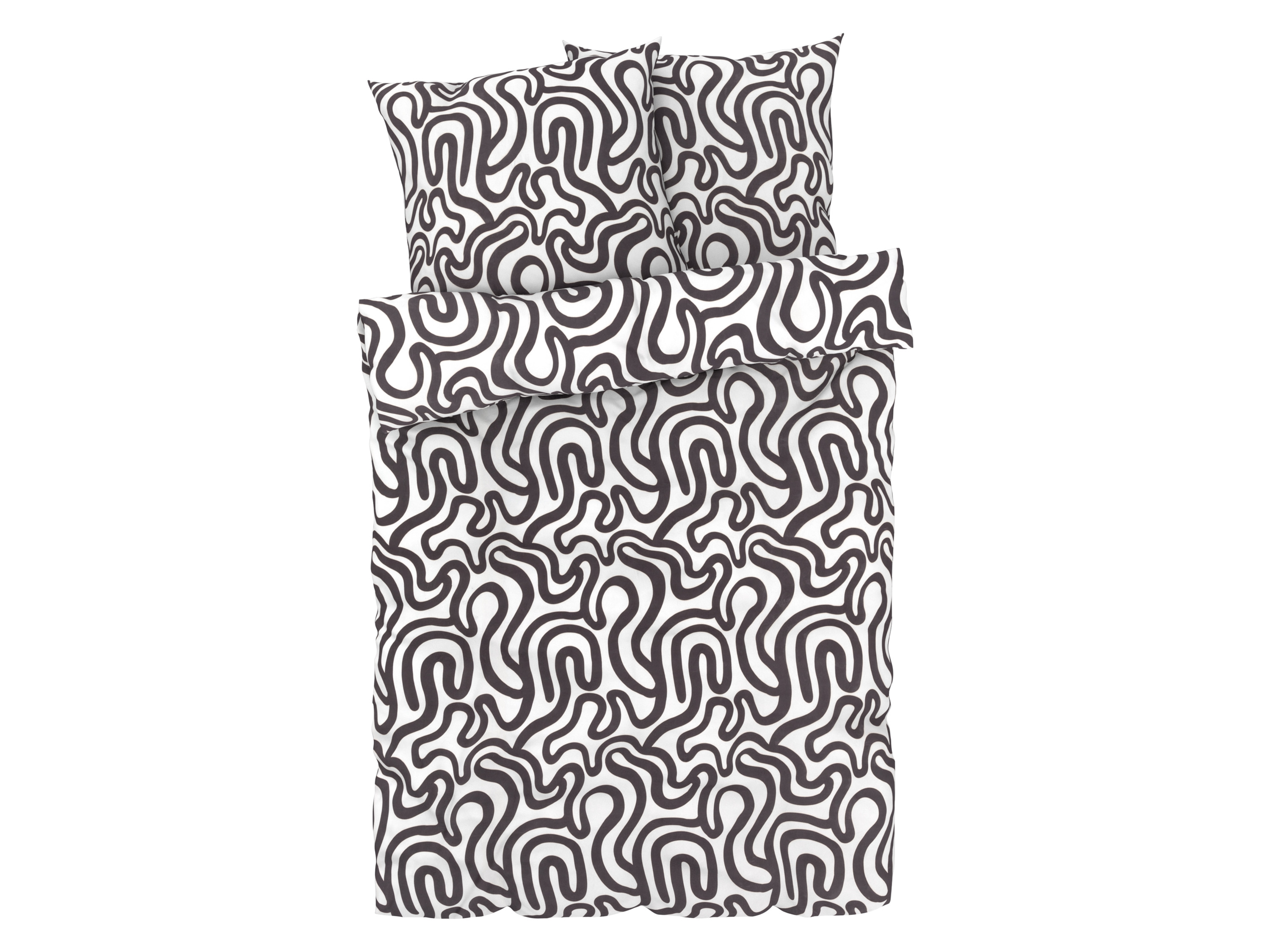 Livarno home Pościel z mikrowłókna satynowego, 160 x 200 cm Czarny we wzory