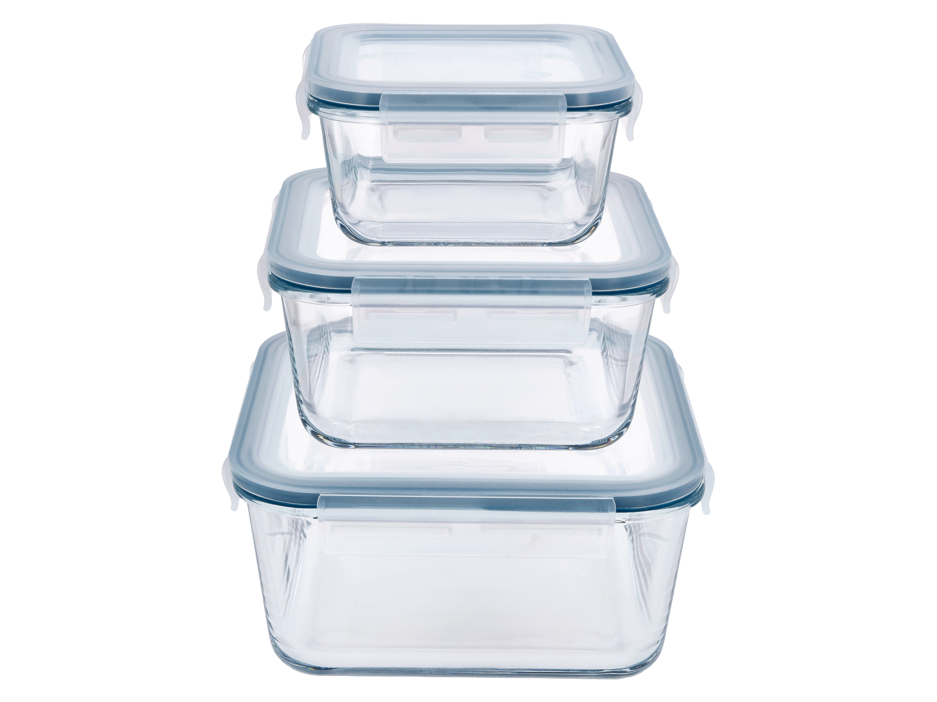 Silvercrest Zestaw szklanych pojemników do przechowywania żywności Kwadratowe, 3 sztuki