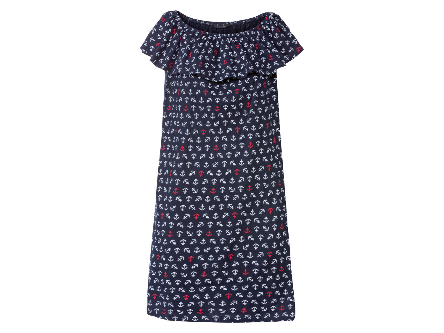 esmara Sukienka damska bawełniana z dekoltem typu carmen Ciemnoniebieski, M40/42