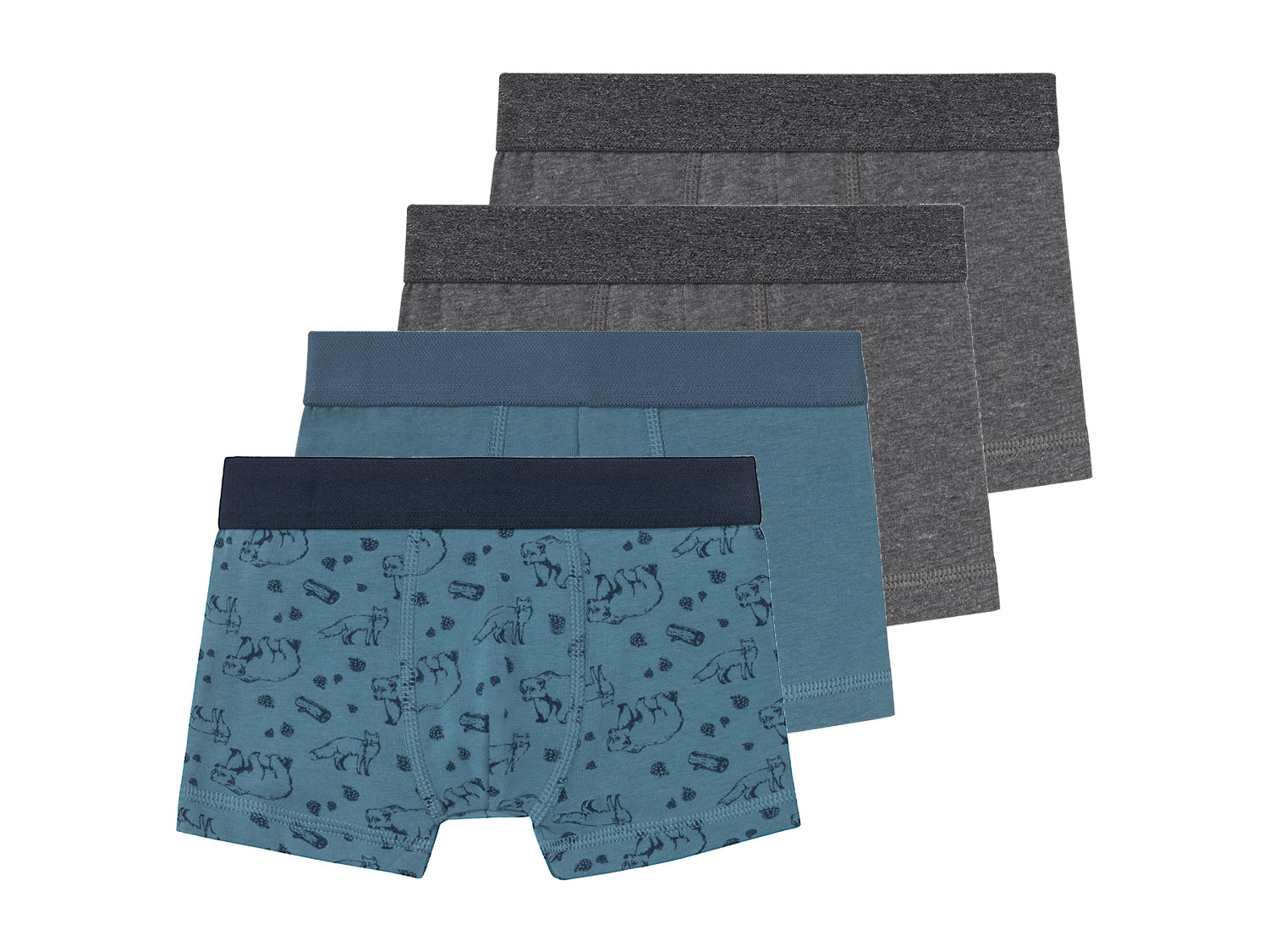 lupilu Bokserki chłopięce, 4 pary Szary/niebieski, 110/116