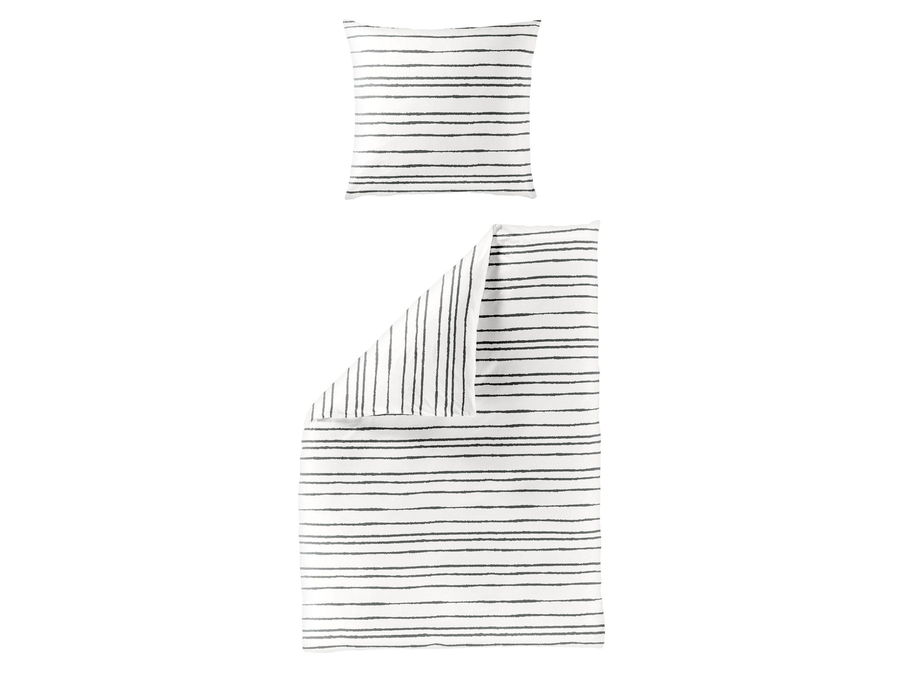 Bierbaum Pościel renforcé z bawełny Szary/ biały prążkowany, 135 x 200 cm
