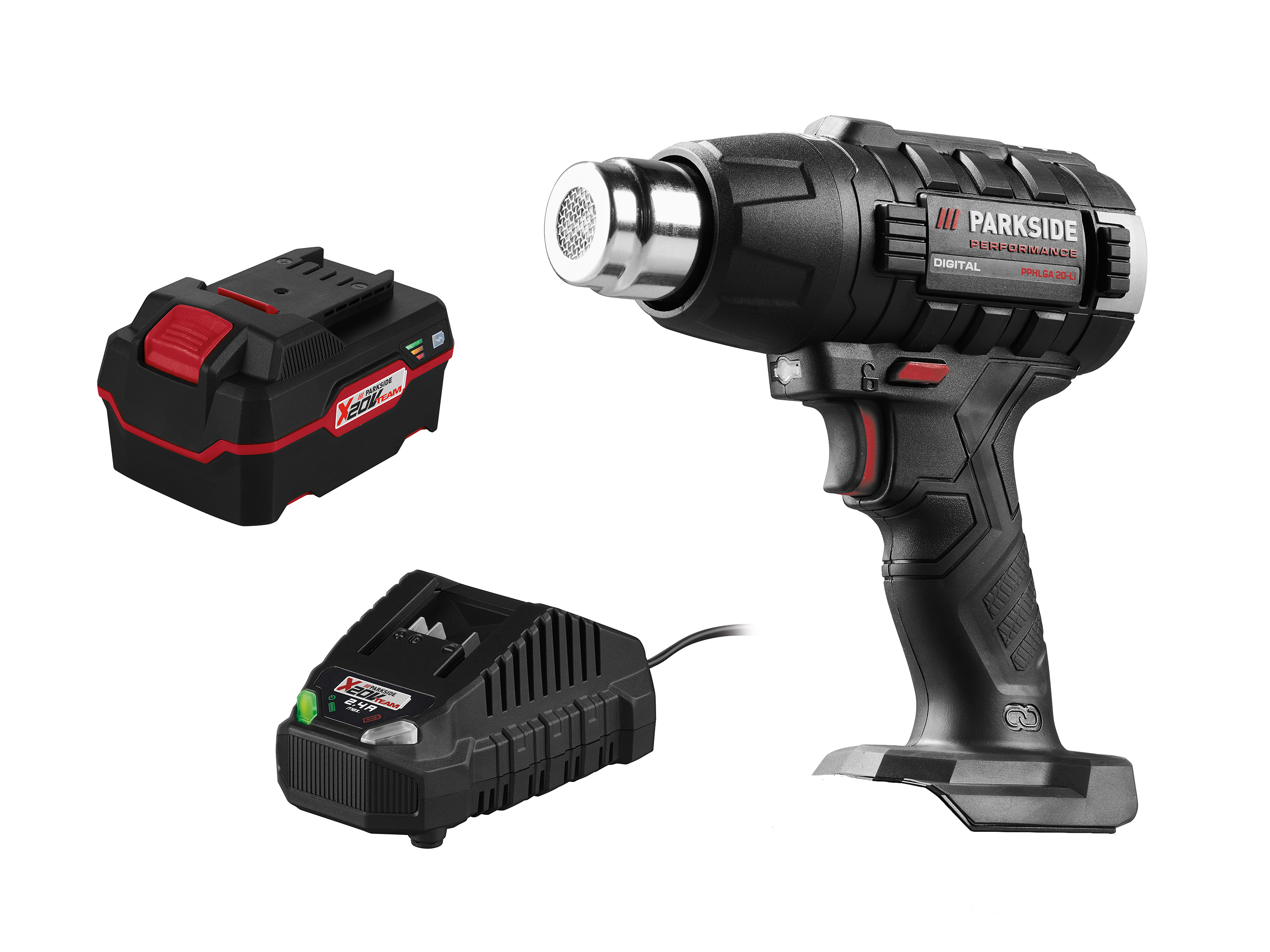 Parkside Performance Zestaw Akumulatorowa opalarka 20 V z akumulatorem, 4 Ah i ładowarką 2,4 A