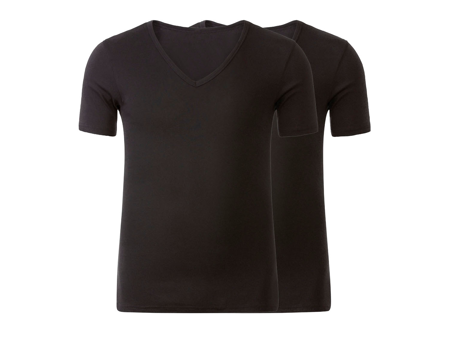 Livergy Męskie podkoszulki z prążkowanego materiału, 2 szt. Dekolt w kształcie litery V, 9/3Xl, Czarny