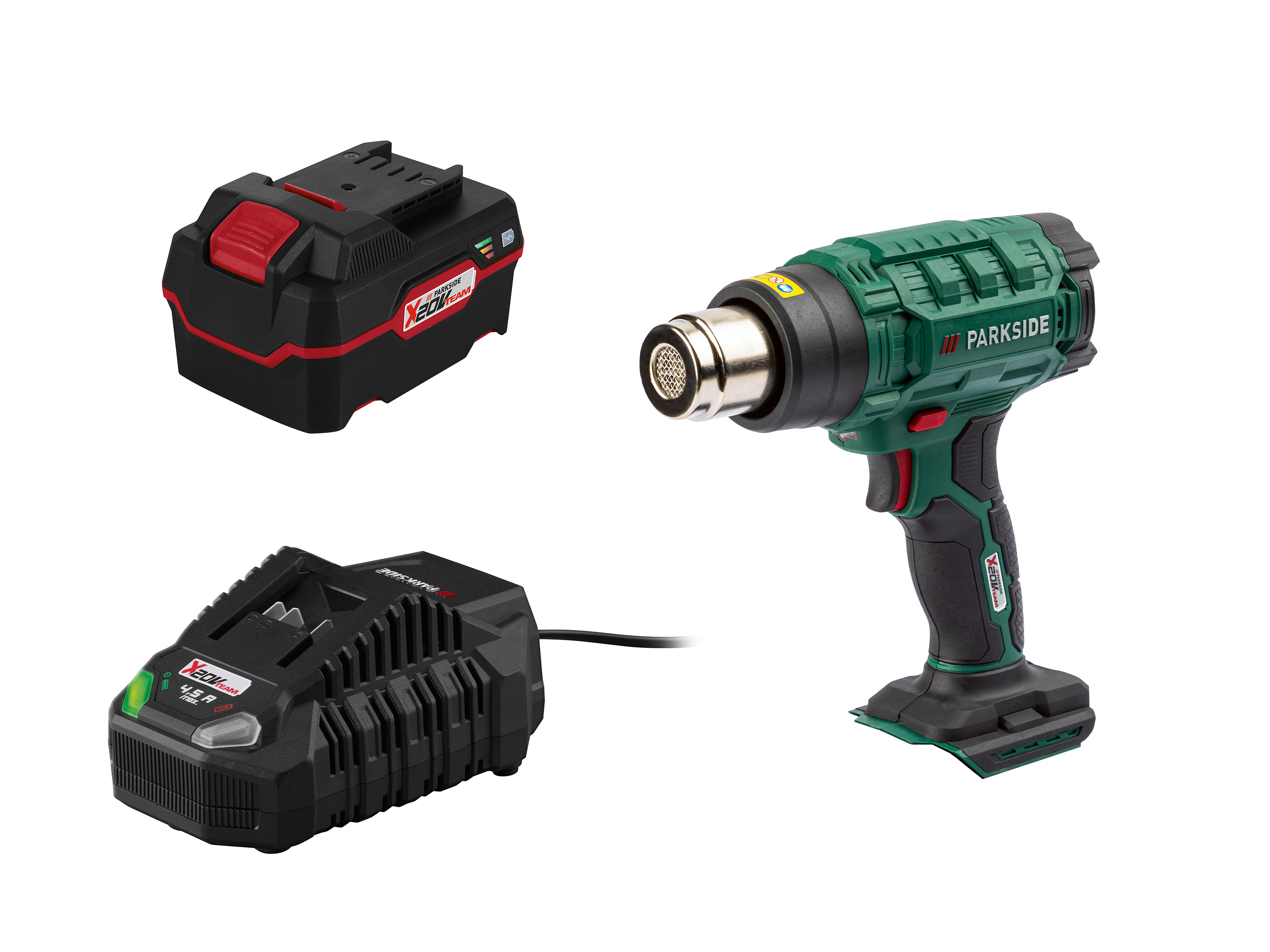 Parkside Zestaw Akumulatorowa opalarka 20 V z akumulatorem 4 Ah i ładowarką 4,5 A