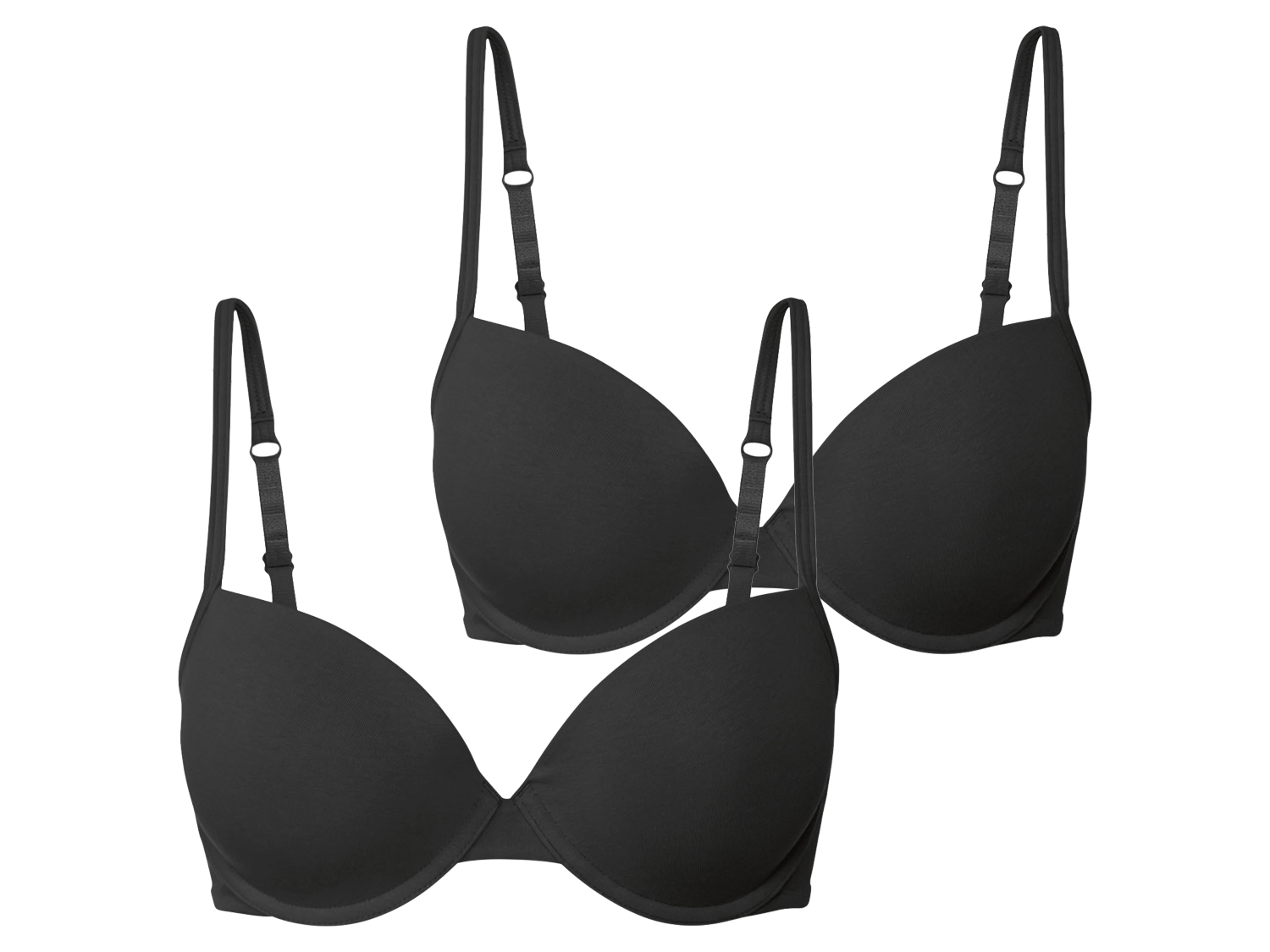 esmara Biustonosze push up z bawełną, 2 sztuki 80B, Czarny