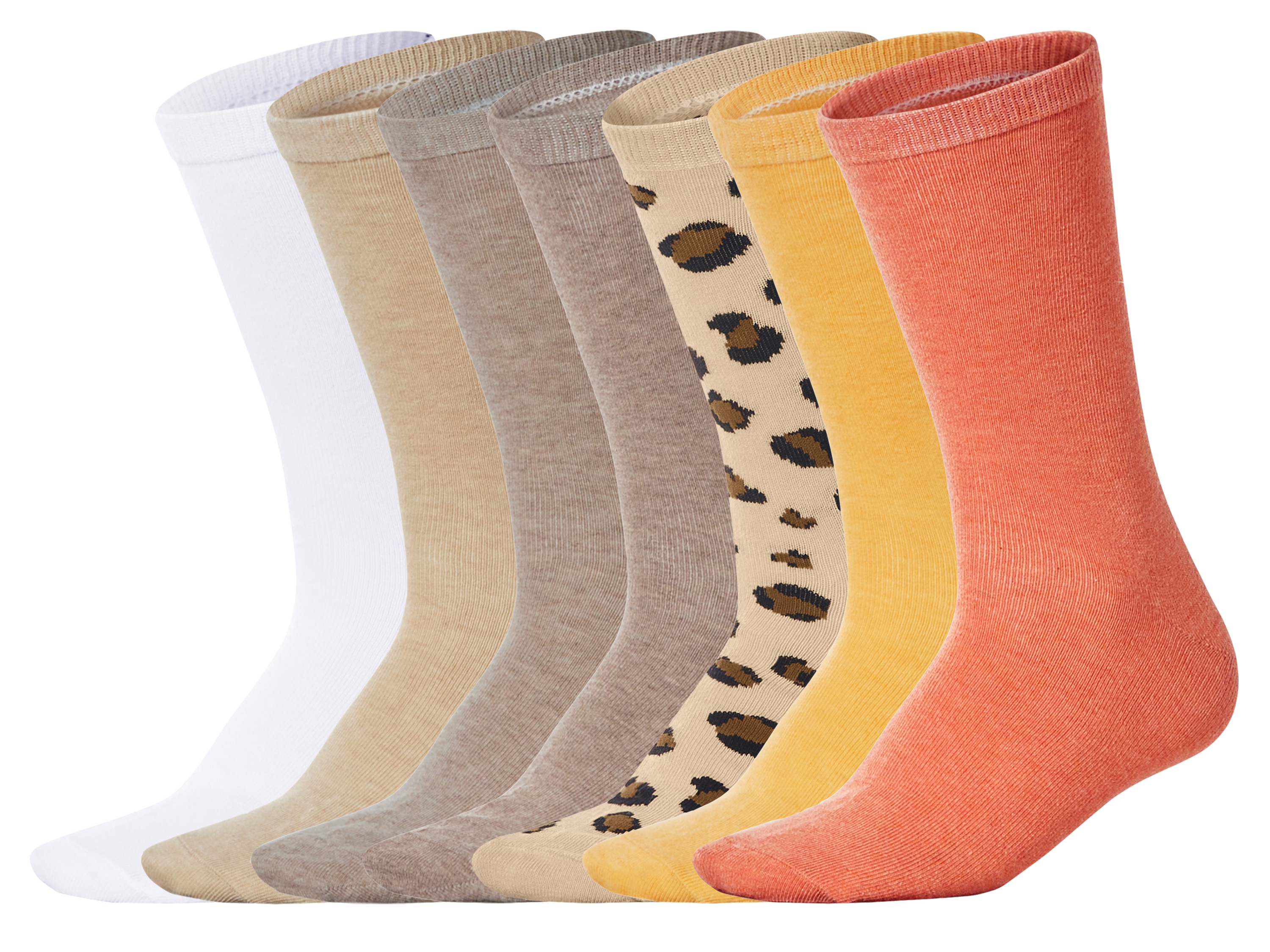 esmara Skarpetki damskie z bawełną, 7 par Biały/beżowy/żółty, 35-38