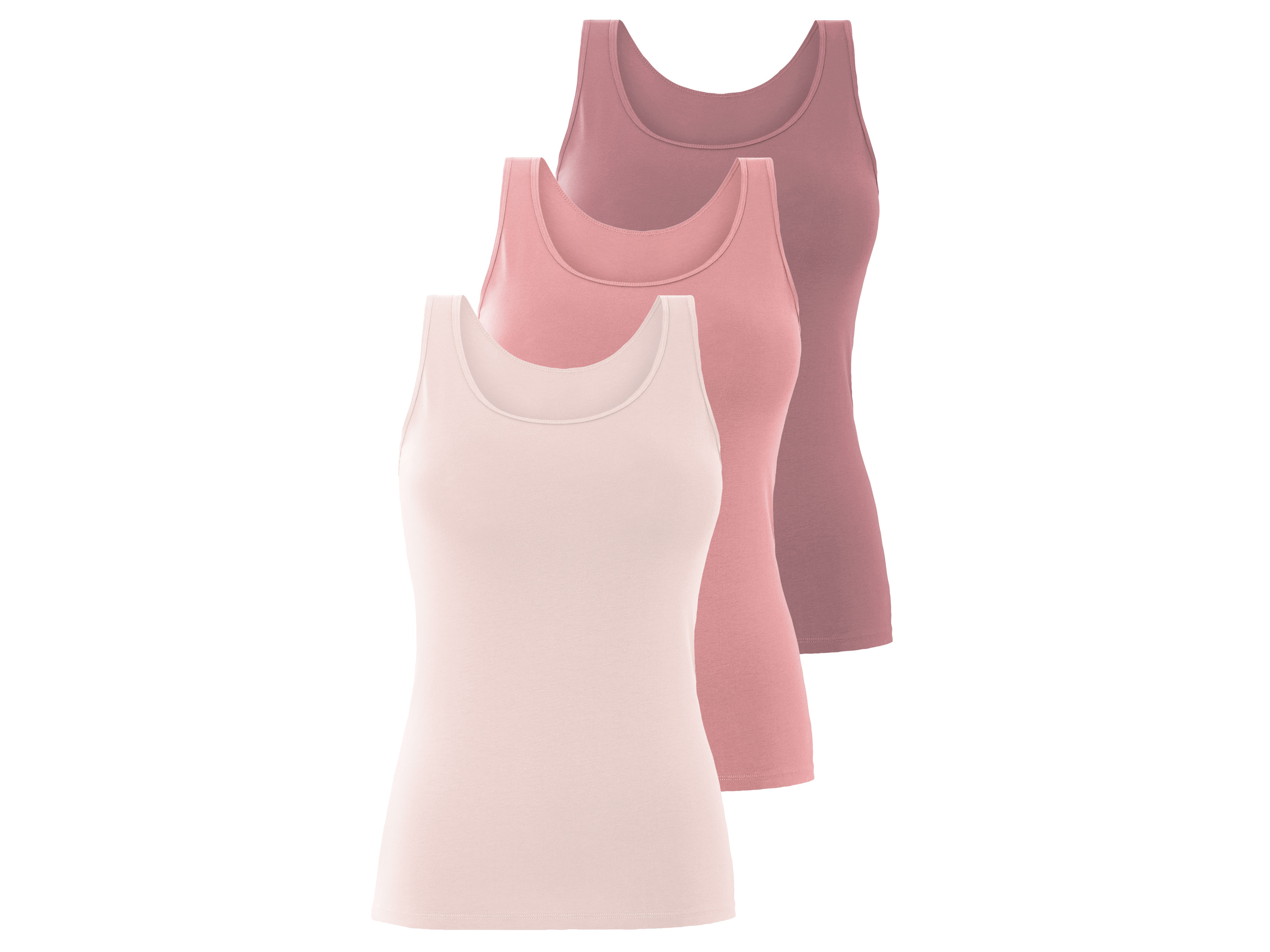 esmara Topy damskie z bawełną, 3 sztuki Ciemnoróżowy/różowy, S 36/38