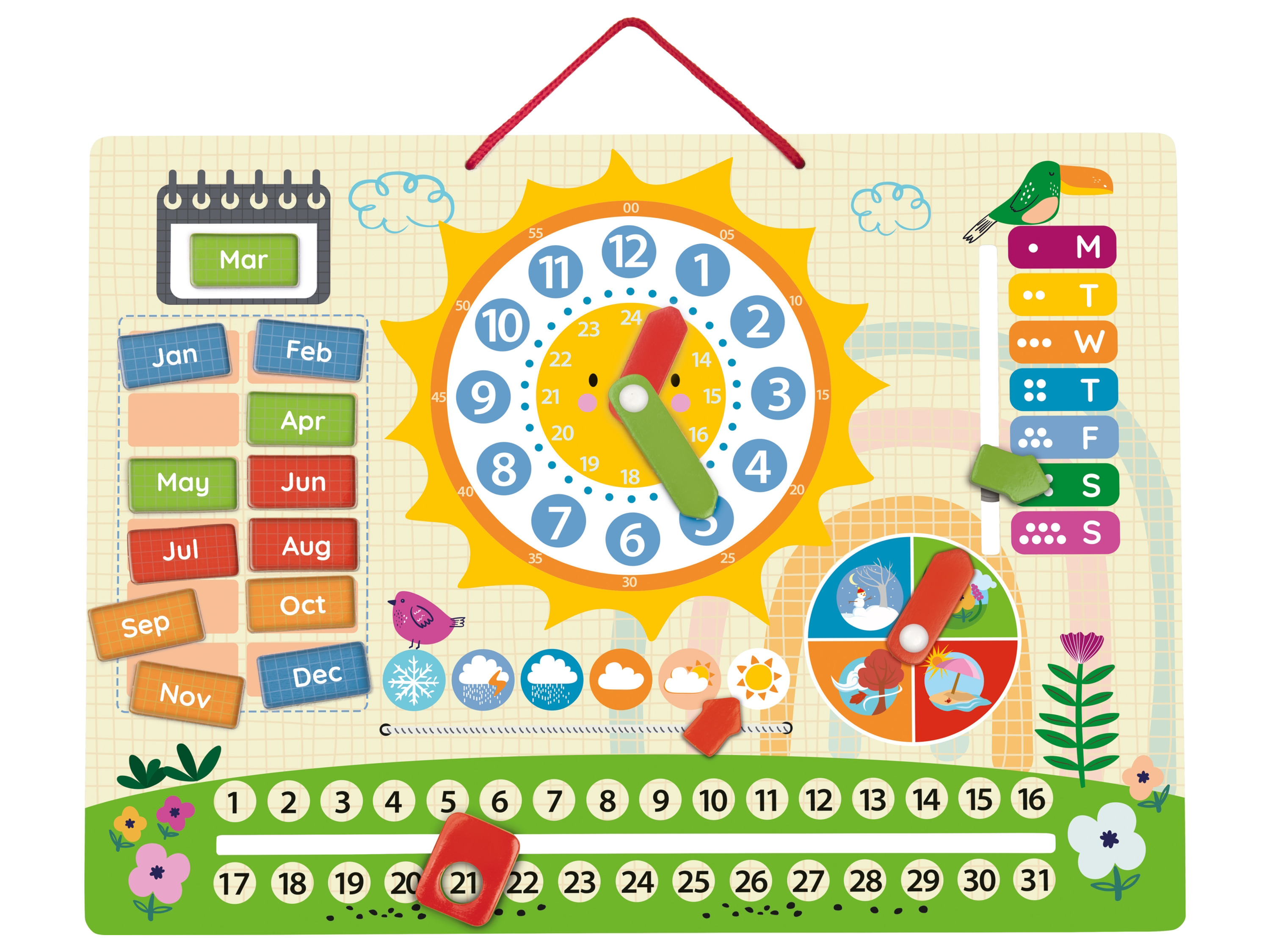 Playtive Drewniana tablica magnetyczna lub laptop Zegar magnetyczny